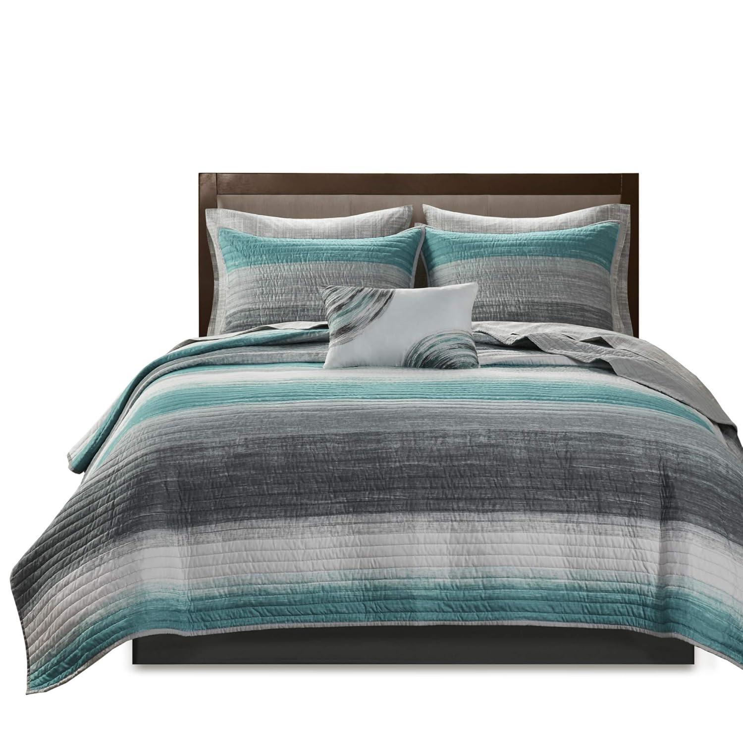 Madison Park Essentials Saben Microfiber Quilt Set with Cotton Bed Sheets