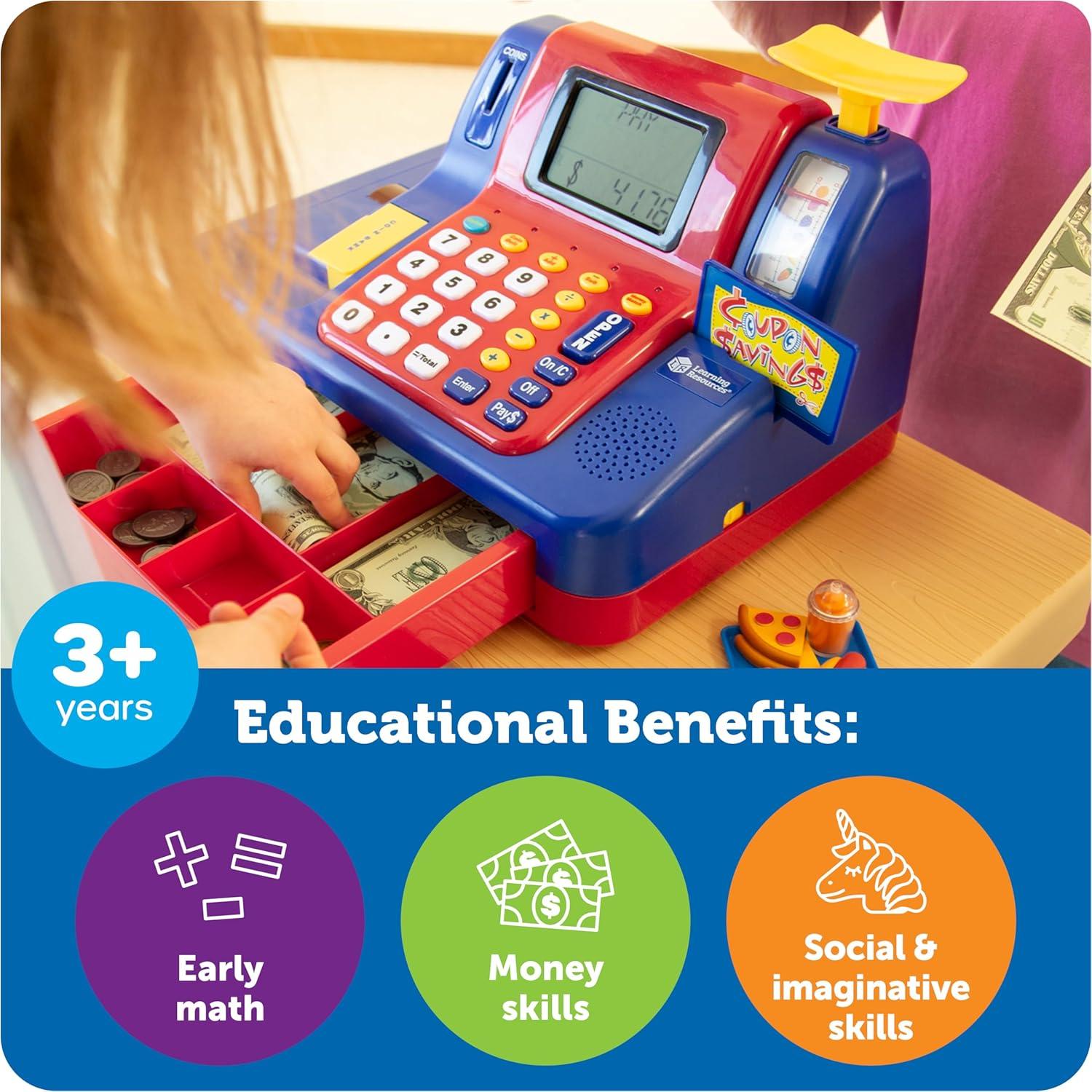 Learning Resources Pretend & Play Teaching Cash Register, Counting Activities, Play Cash Register, Preschool Toys, Ages 3, 4, 5+