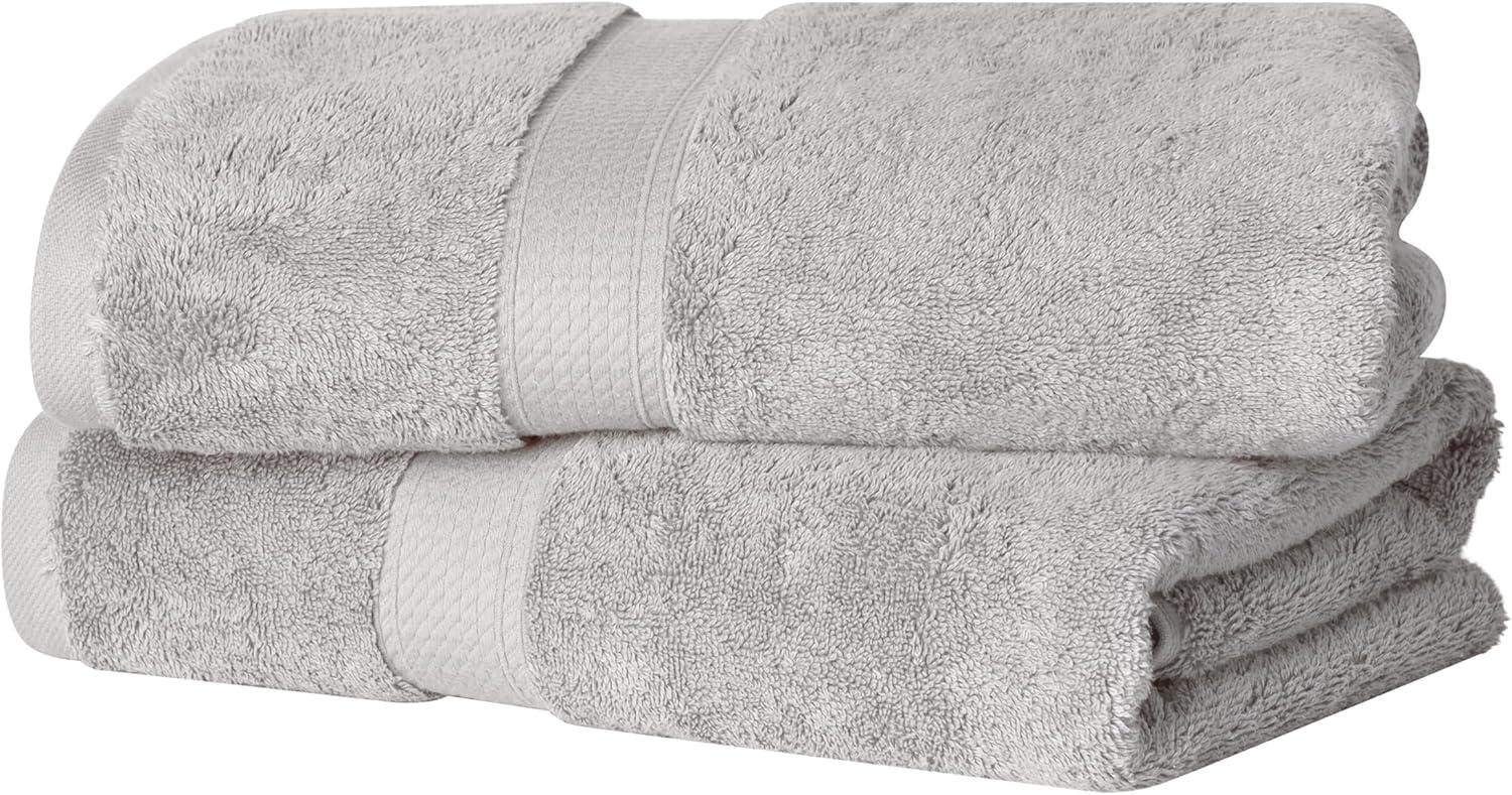 Luxury Egyptian Cotton Heavyweight Ultra-Plush Bath Towel Set of 2, Silver - Blue Nile Mills