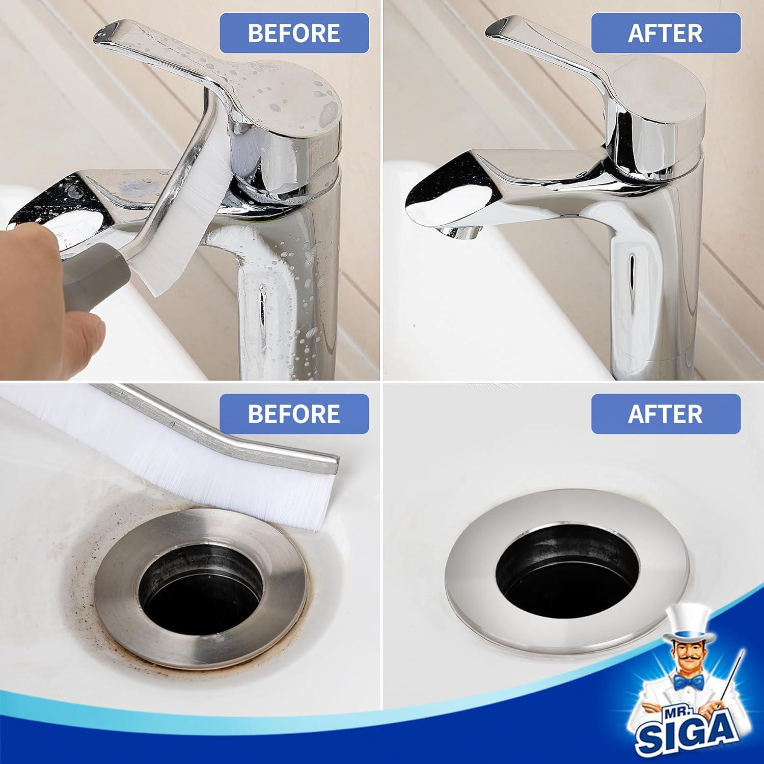 MR.Siga Household Crevice Cleaning Brush with Handle, Gap Cleaning Brushes,Nylon Brush,2 Pack