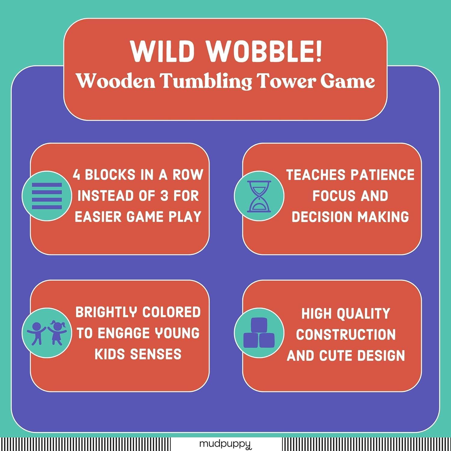 Colorful Wooden Animal Tumbling Tower Game for Kids