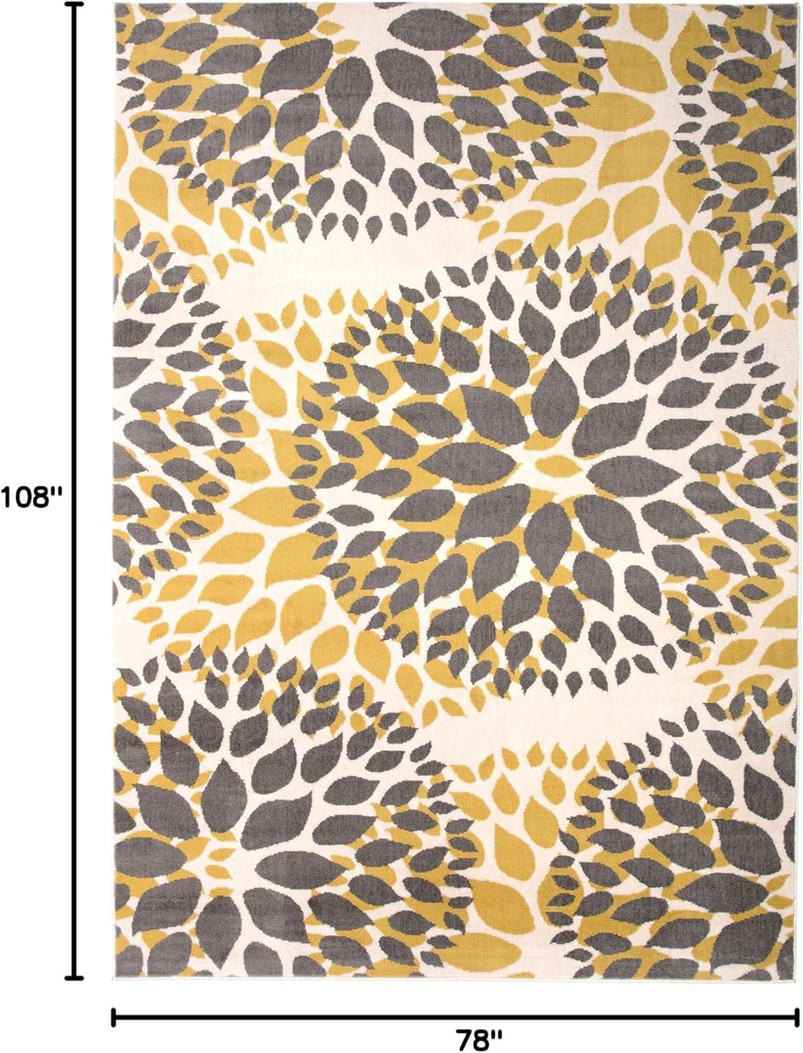 World Rug Gallery Modern Floral Circles Yellow 6'6" x 9' Area Rug