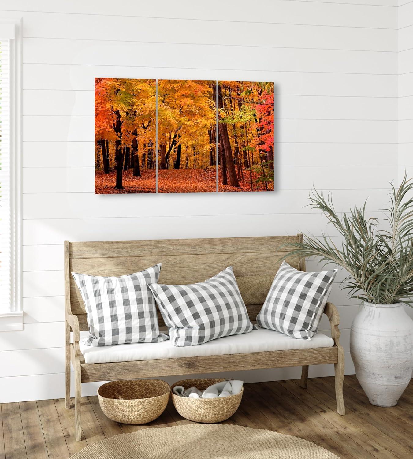 Canvas Wall Art Decor - 12x24 3 Piece Set (Total 24x36 inch) - Autumn Forest Tree - Decorative & Modern Multi Panel Split Canvas Prints for Dining & Living Room, Kitchen, Bedroom, Bathroom & Office