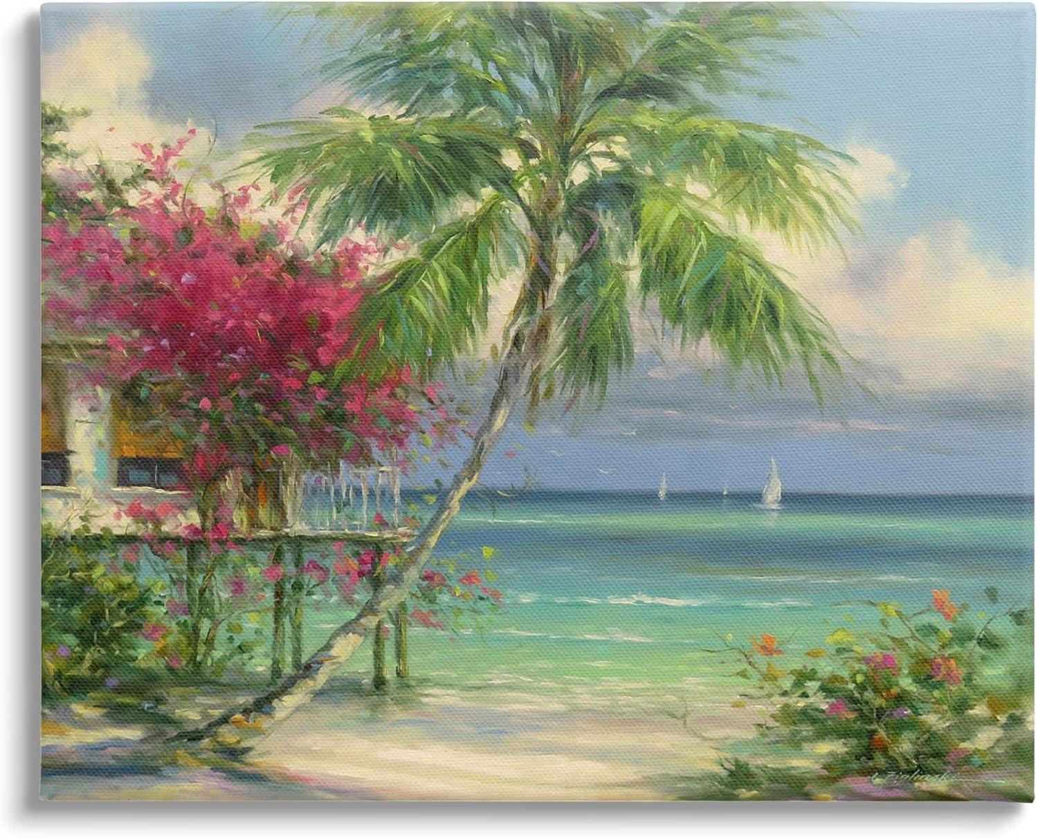 Tropical Floral Landscape Canvas Wall Art, 30" x 24"