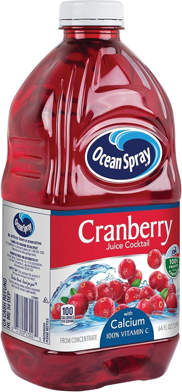 Ocean Spray Cranberry Cocktail Drink with Calcium, 64-Ounce Bottles (Pack of 8)