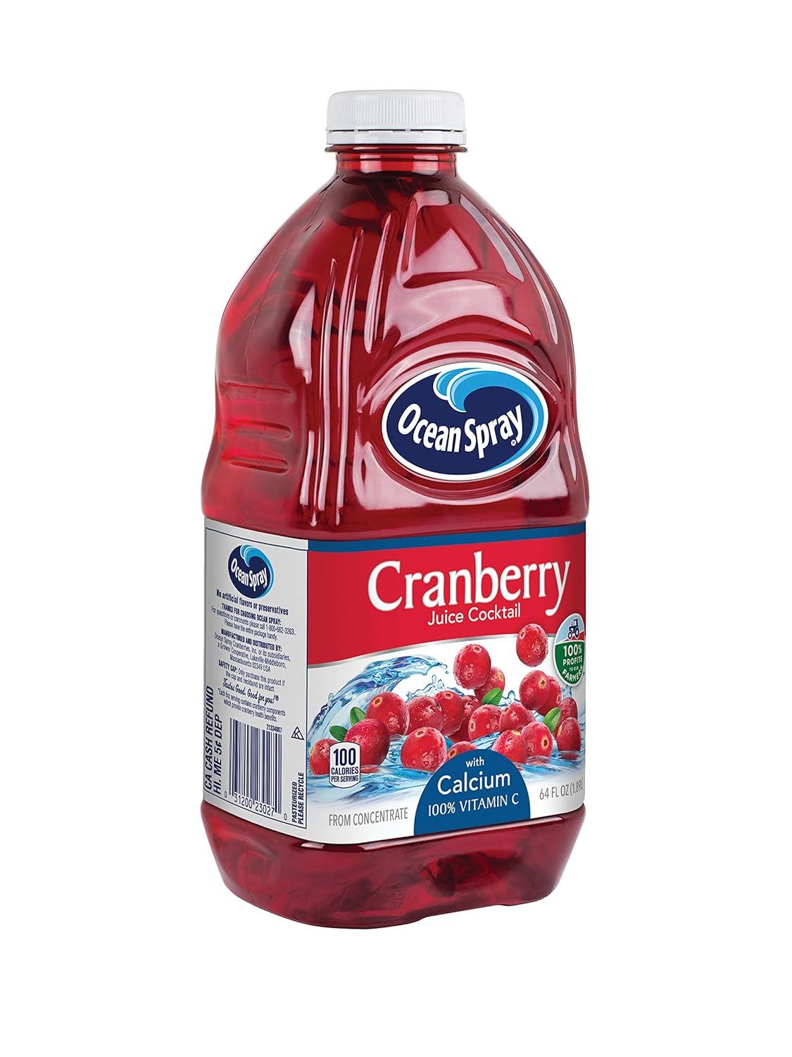 Ocean Spray Cranberry Cocktail Drink with Calcium, 64-Ounce Bottles (Pack of 8)
