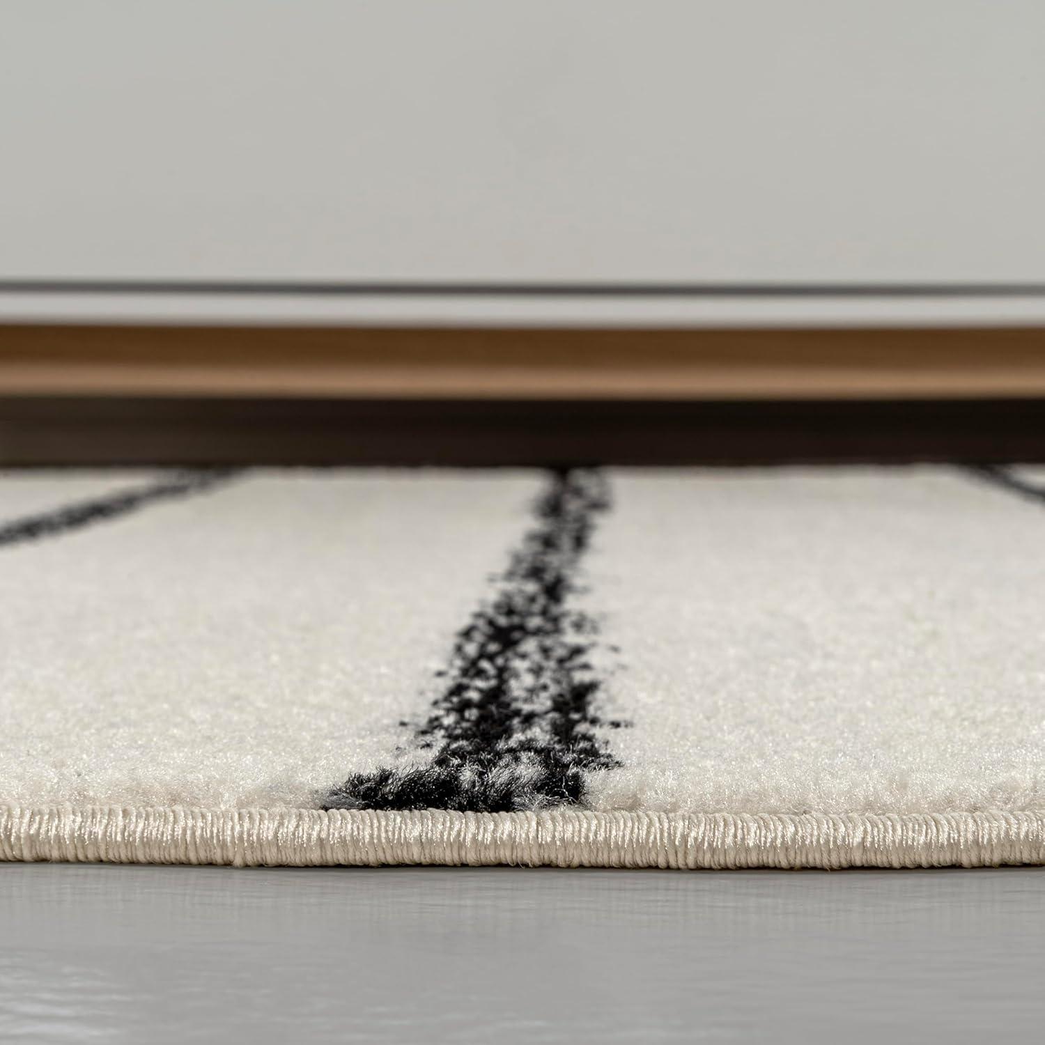 JONATHAN Y Williamsburg Minimalist Stripe Cream/Black 8 ft. x 10 ft. Area Rug