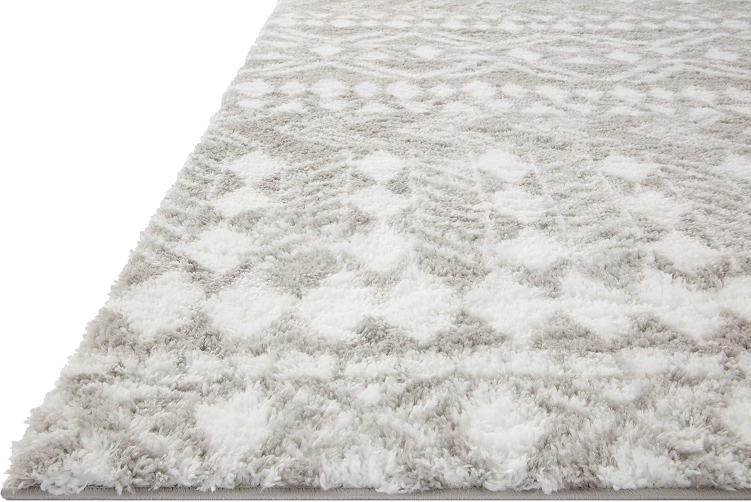 Loloi Bliss Shag Grey / White 5'-3" x 7'-6" Area Rug