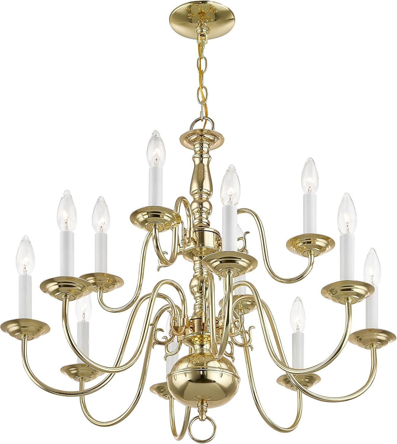 Livex Lighting Williamsburgh 12 - Light Chandelier in  Polished Brass