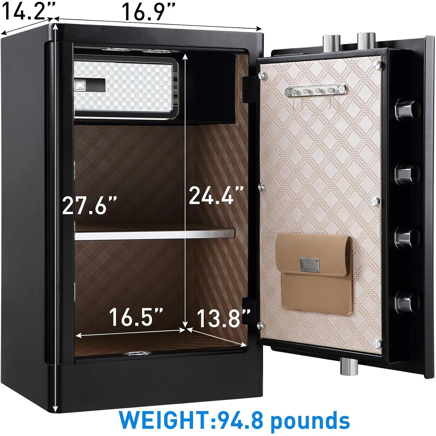 Tenamic Deluxe Biometric Fingerprint Safe Box Smart Touch Screen Fireproof Safe for Home Office Hotel 3.83 Cubic