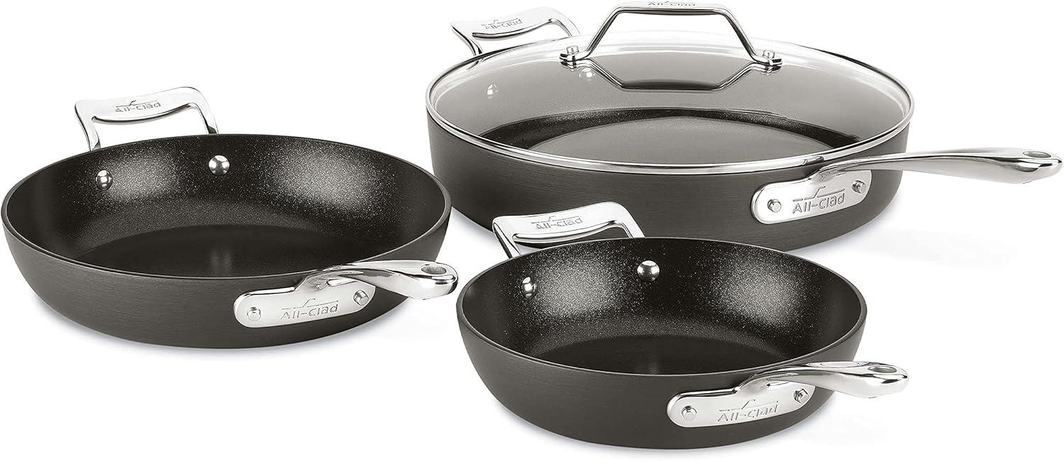 Matte Black Aluminum Nonstick 4-Piece Cookware Set