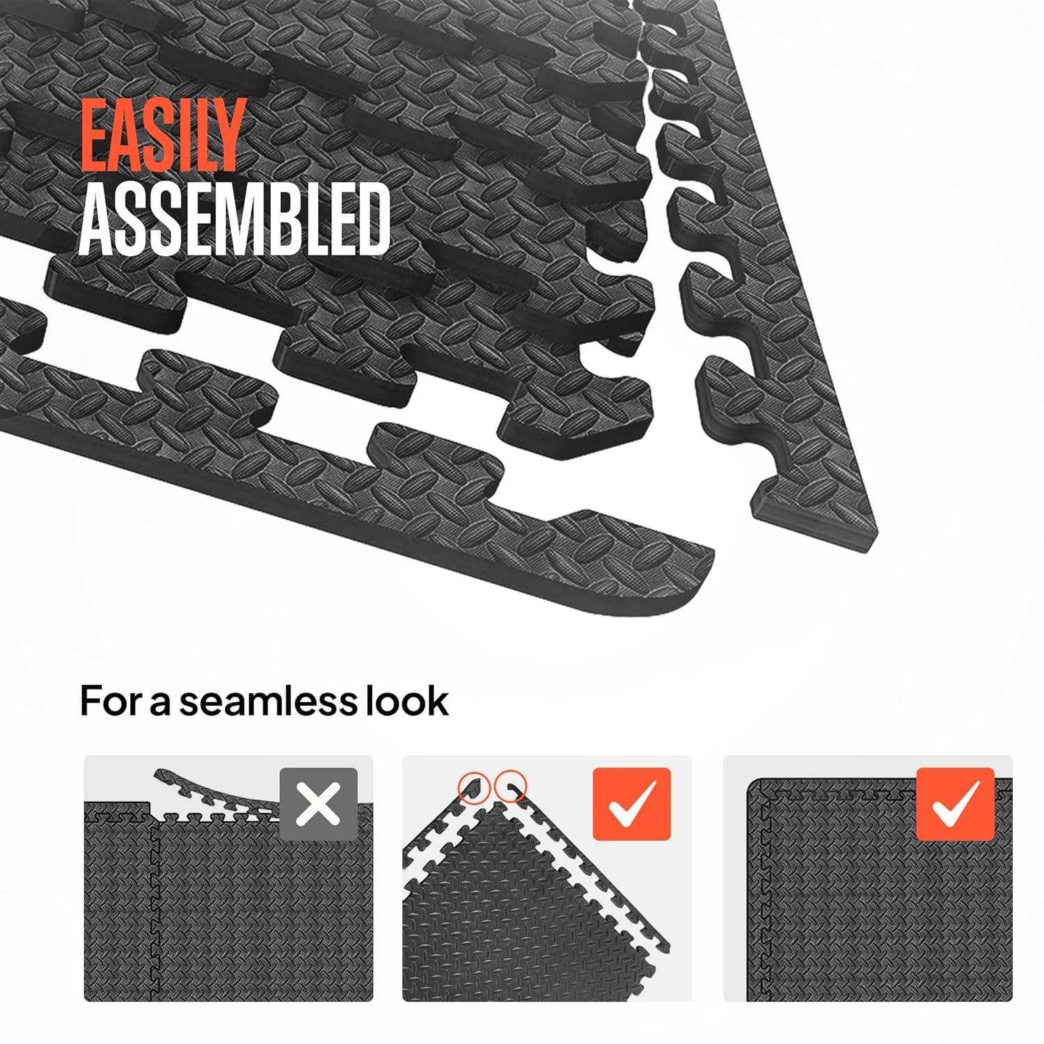 SereneLife Thick Puzzle Exercise Mat, EVA Foam Interlocking Tiles Protective Flooring for Gym Equipment and Cushion (Set of 6)