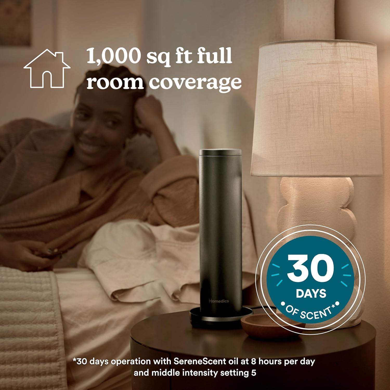 HoMedics SereneScent Diffuser: Electric Aromatherapy, Whole Home Scenting, Battery Powered, 1 Year Warranty