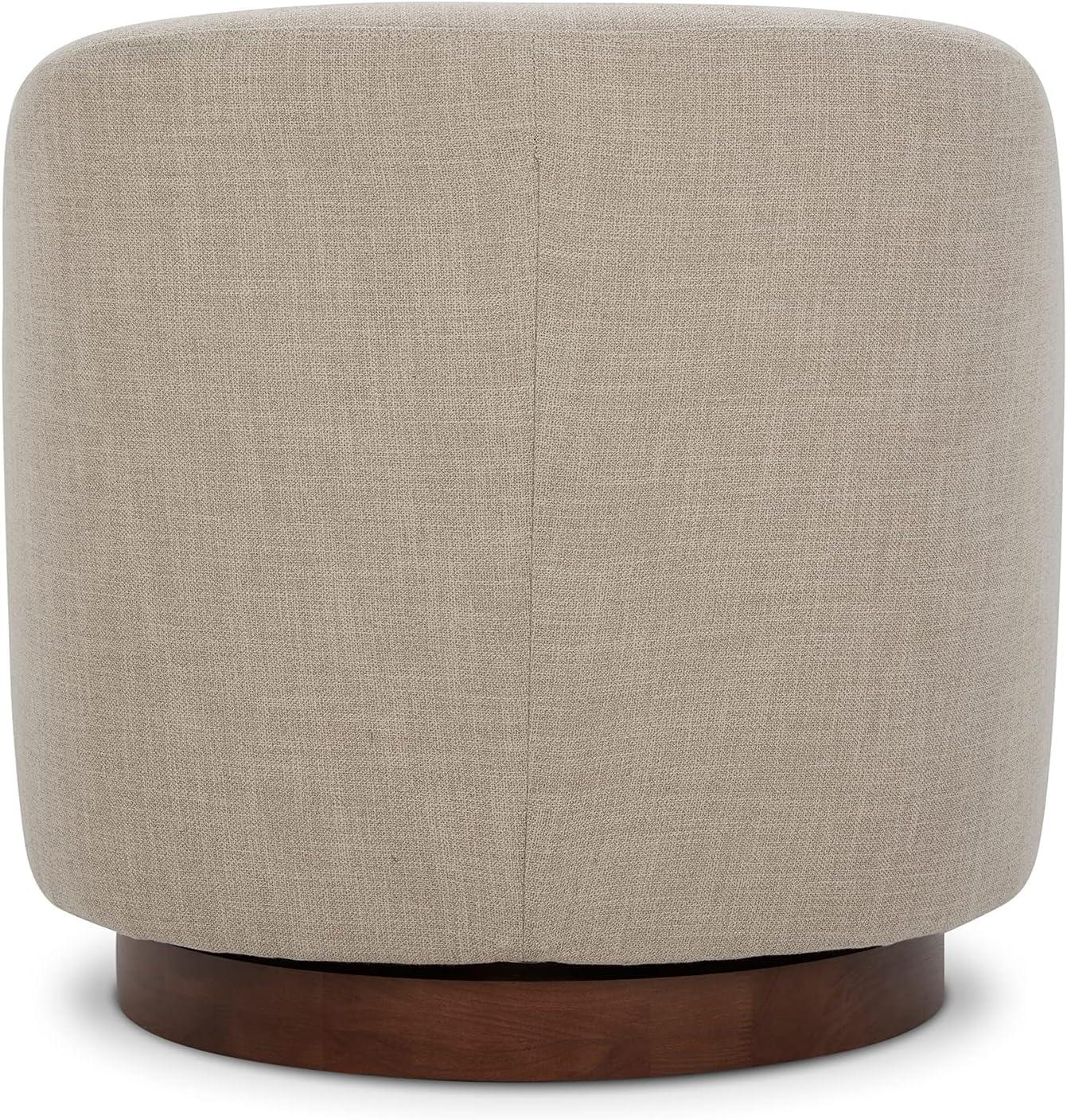 CHITA Swivel Accent Chair Fabric, Round Barrel Arm Chair Living Room, Flax Beige