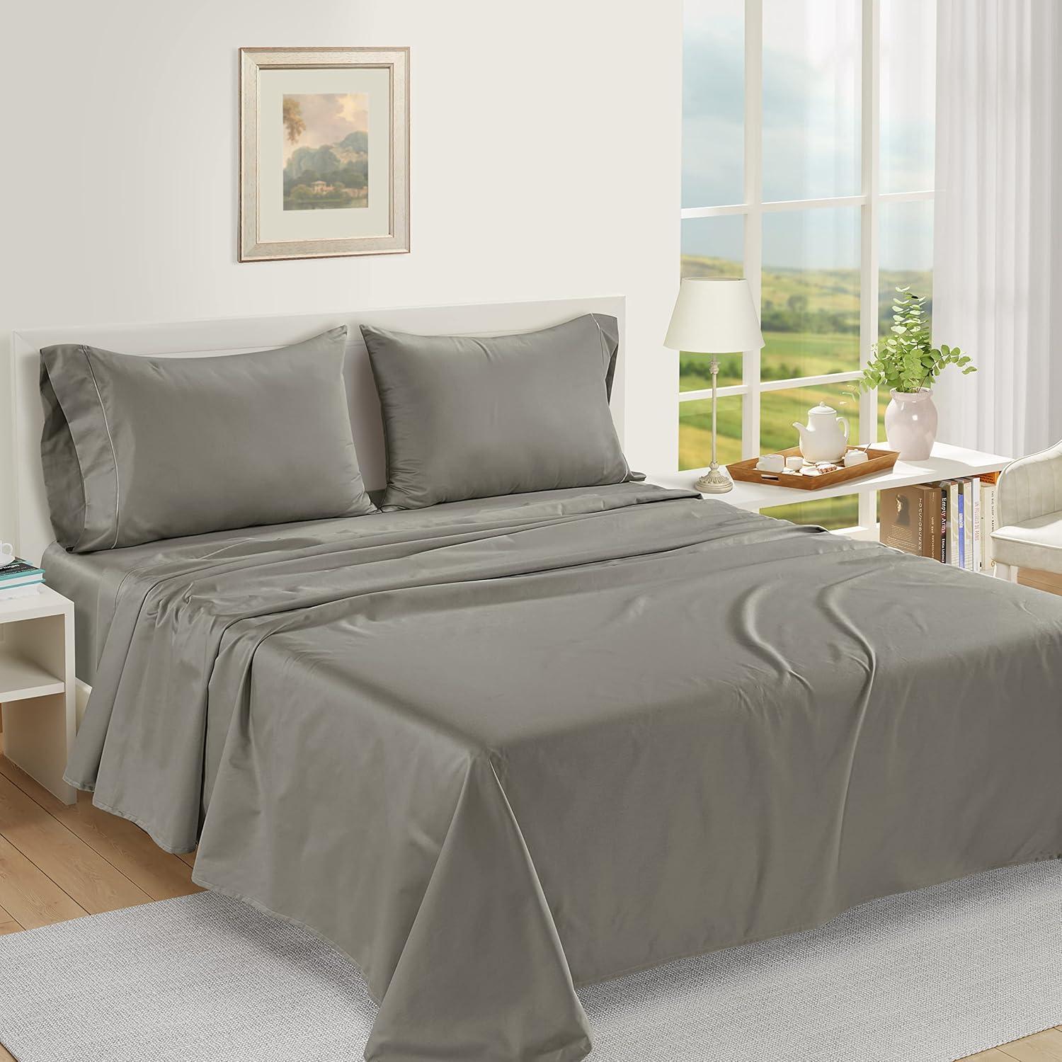 Charcoal Egyptian Cotton King Sheet Set with Deep Pockets