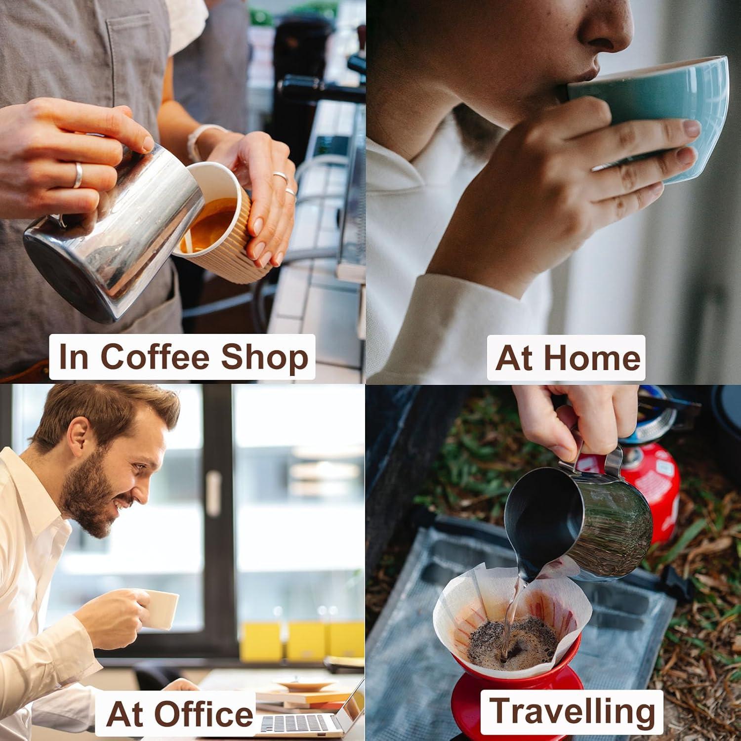 Milk Frothing Pitcher, 20oz Stainless Steel Milk Frother Cup Steaming Pitcher, Coffee Bar Cappuccino Espresso Machine Accessories Barista Tools, Metal Pitcher Milk Jug with Decorating Latte Art Pen