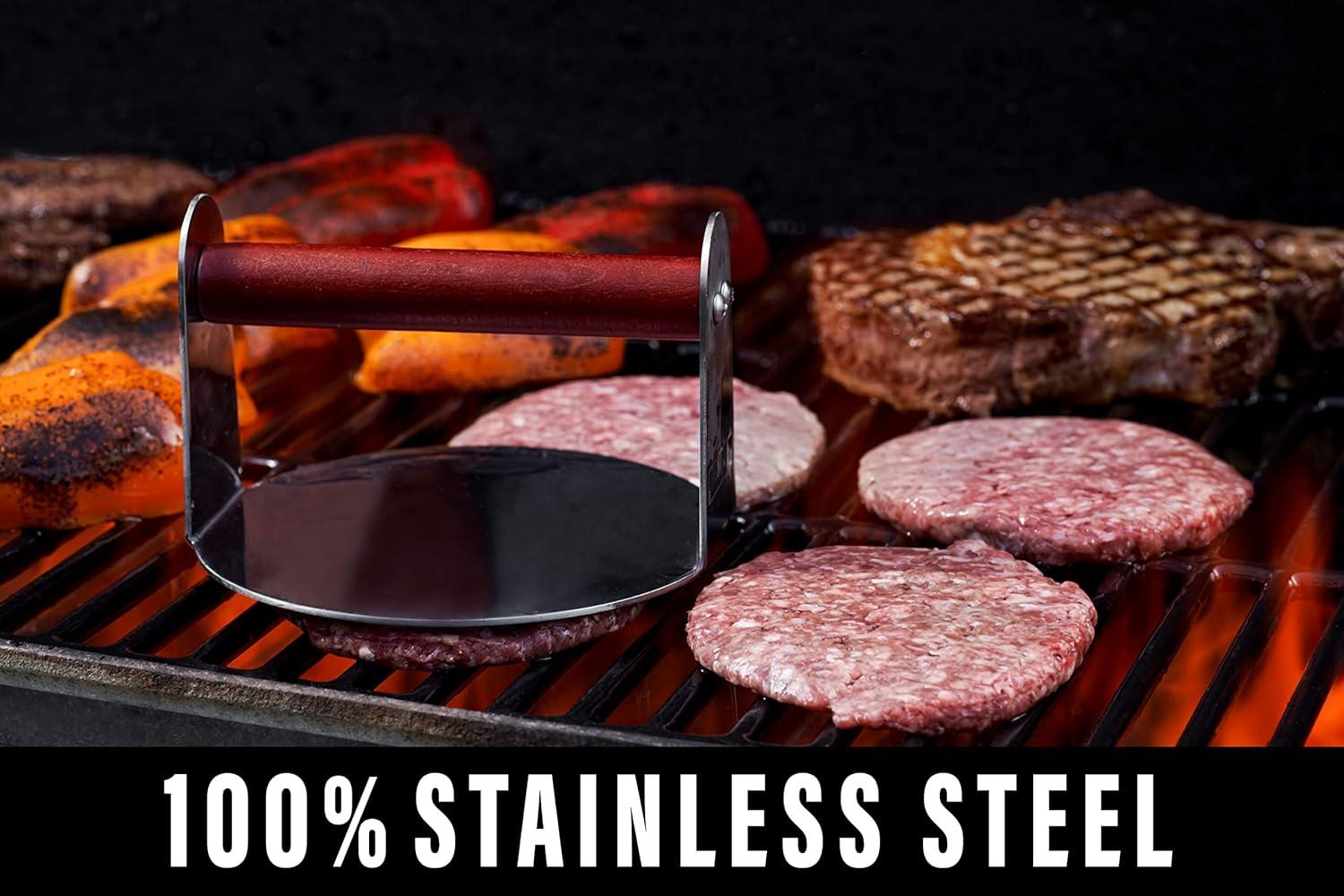 Bellemain 6" Stainless Steel Smash Burger Press with Wooden Handle Perfect for Grill & Griddle
