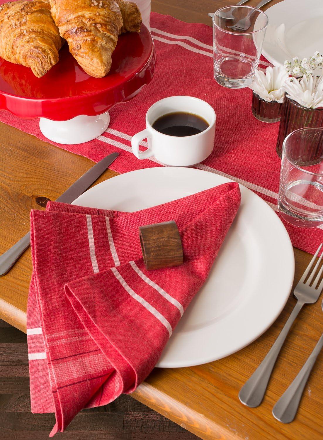 Red Chambray Cotton Farmhouse Style Napkin Set, 20x20, 6 Piece