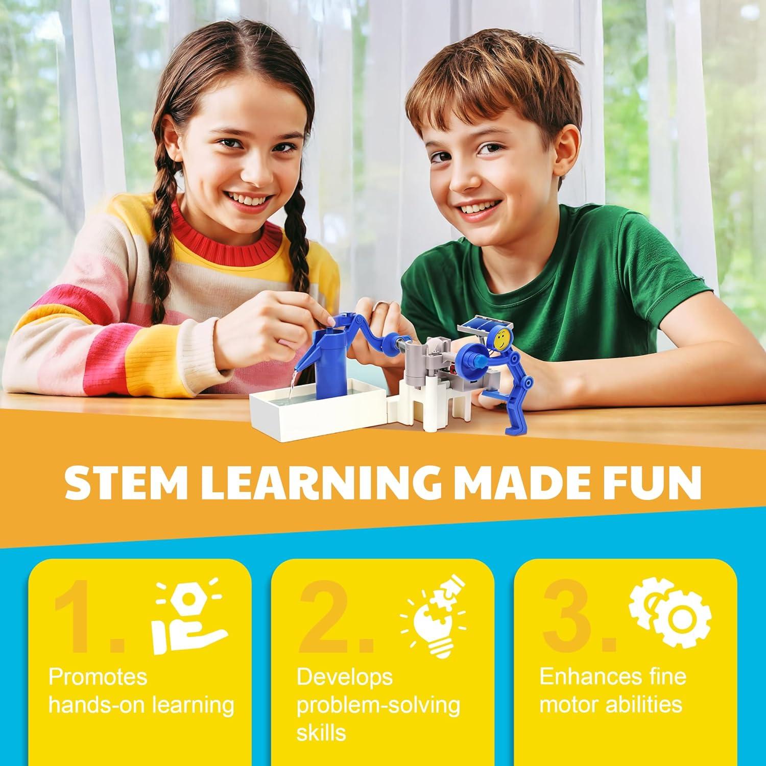 Hybrid Solar and Engine-Powered Water Pump Science Art Skill Toy Kit