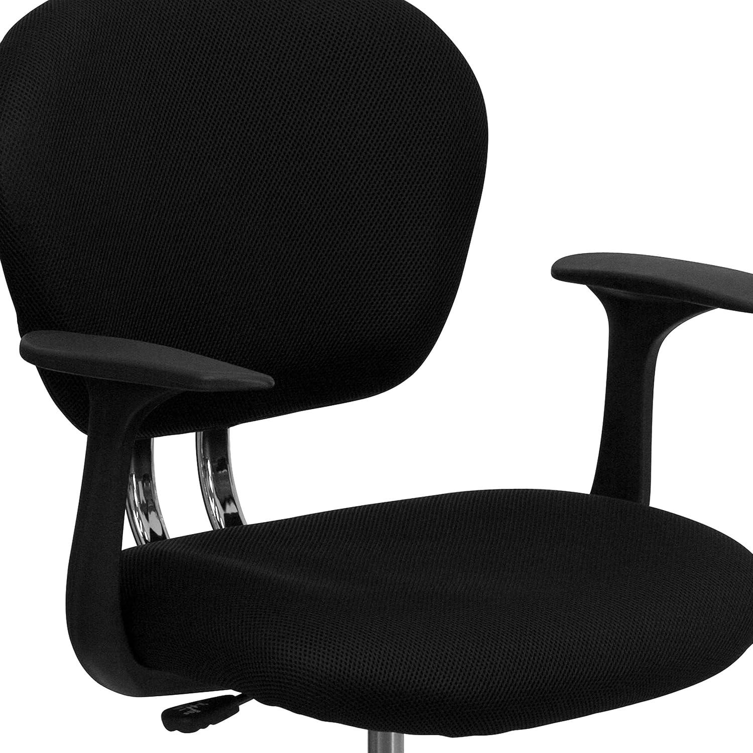 Flash Furniture Beverly Mid-Back Black Mesh Padded Swivel Task Office Chair with Chrome Base and Arms