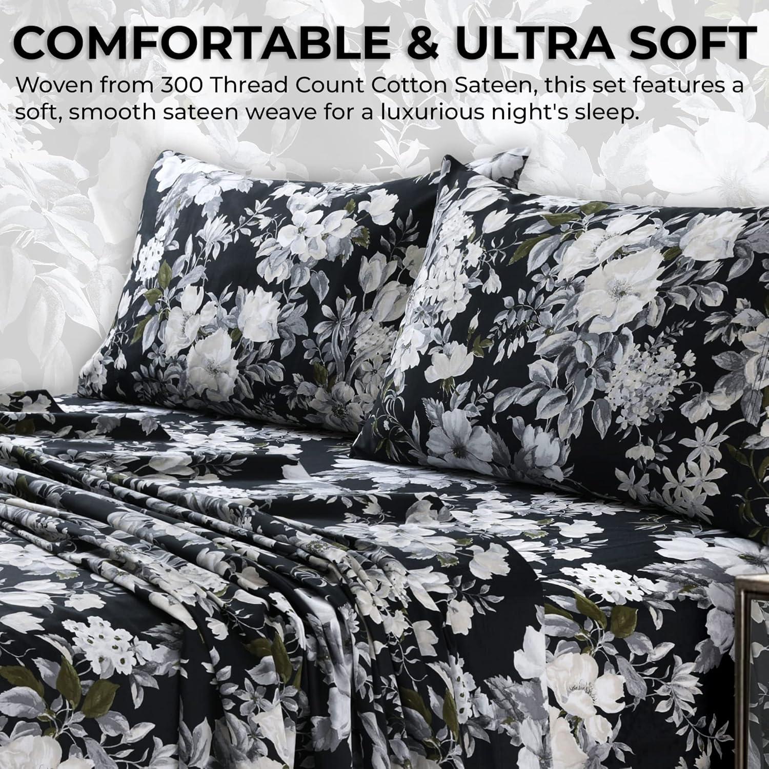 Tribeca Living Tribeca Living Printed 300 Thread Count Sheets 100% Cotton Floral Sheet Set