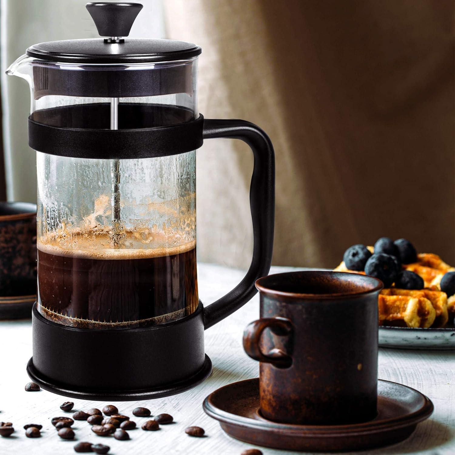 Black Heat Resistant Borosilicate Glass French Press Coffee Maker