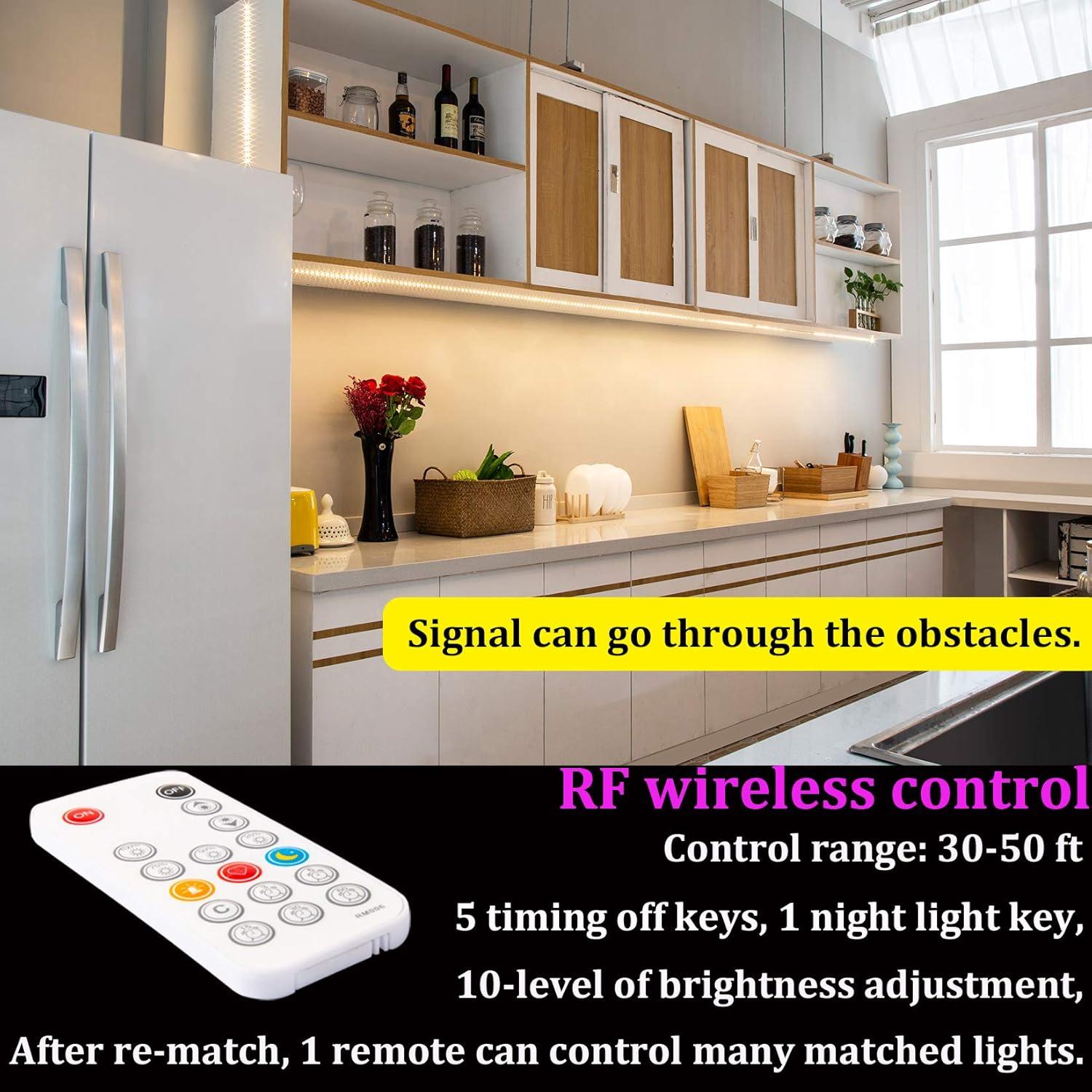 Warm White Dimmable LED Strip Lights: 16.4ft, RF Remote, ETL Listed Adapter