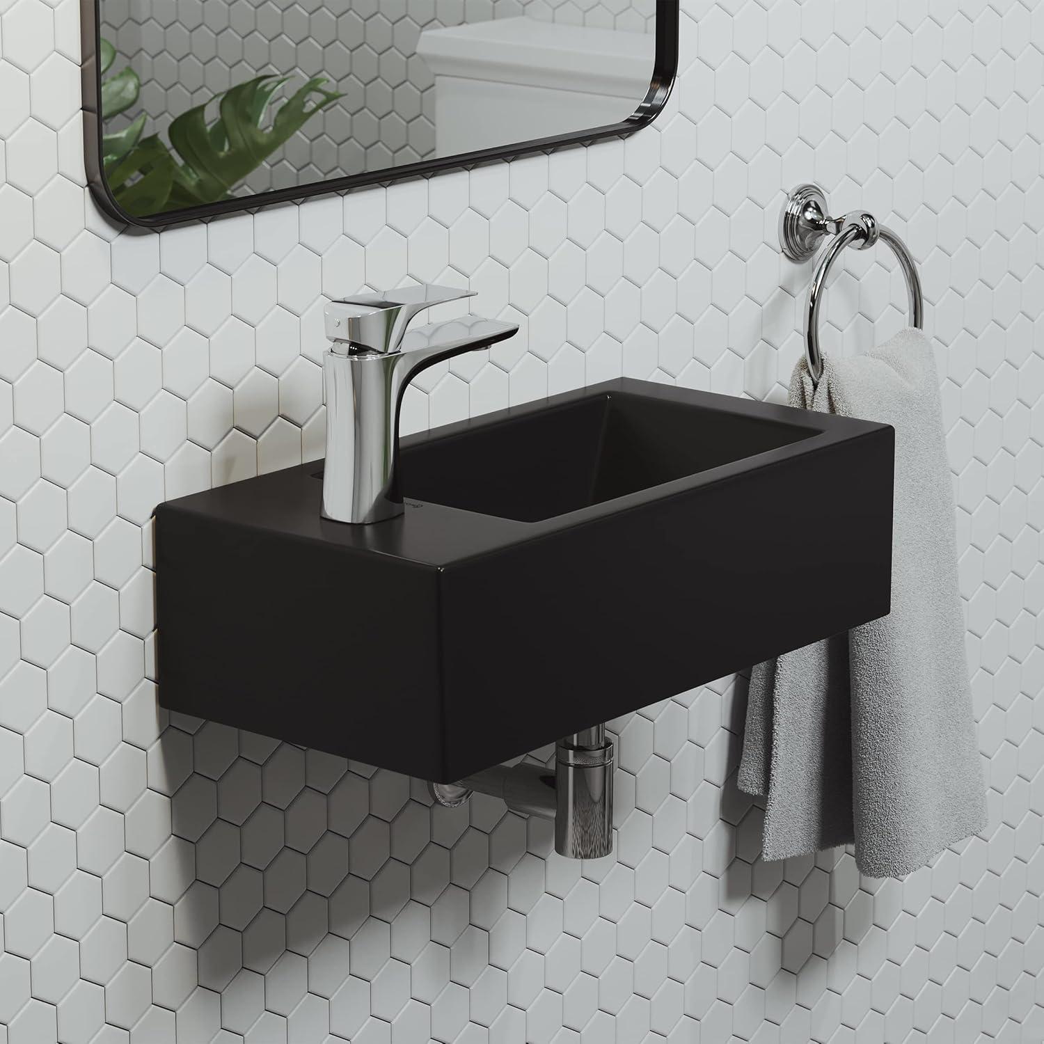 Voltaire 19.5 x 10 Rectangular Ceramic Wall Hung Sink with Left Side Faucet Mount