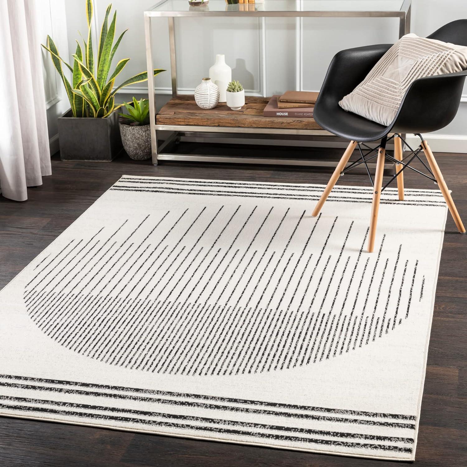 Livabliss Black and Ivory Geometric 8' x 10' Area Rug