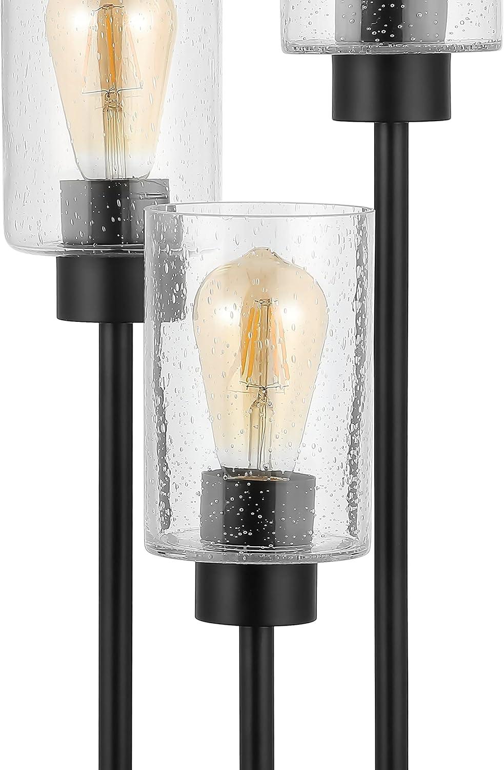 Edison Black 20.5" Industrial LED Table Lamp with Clear Glass Shades