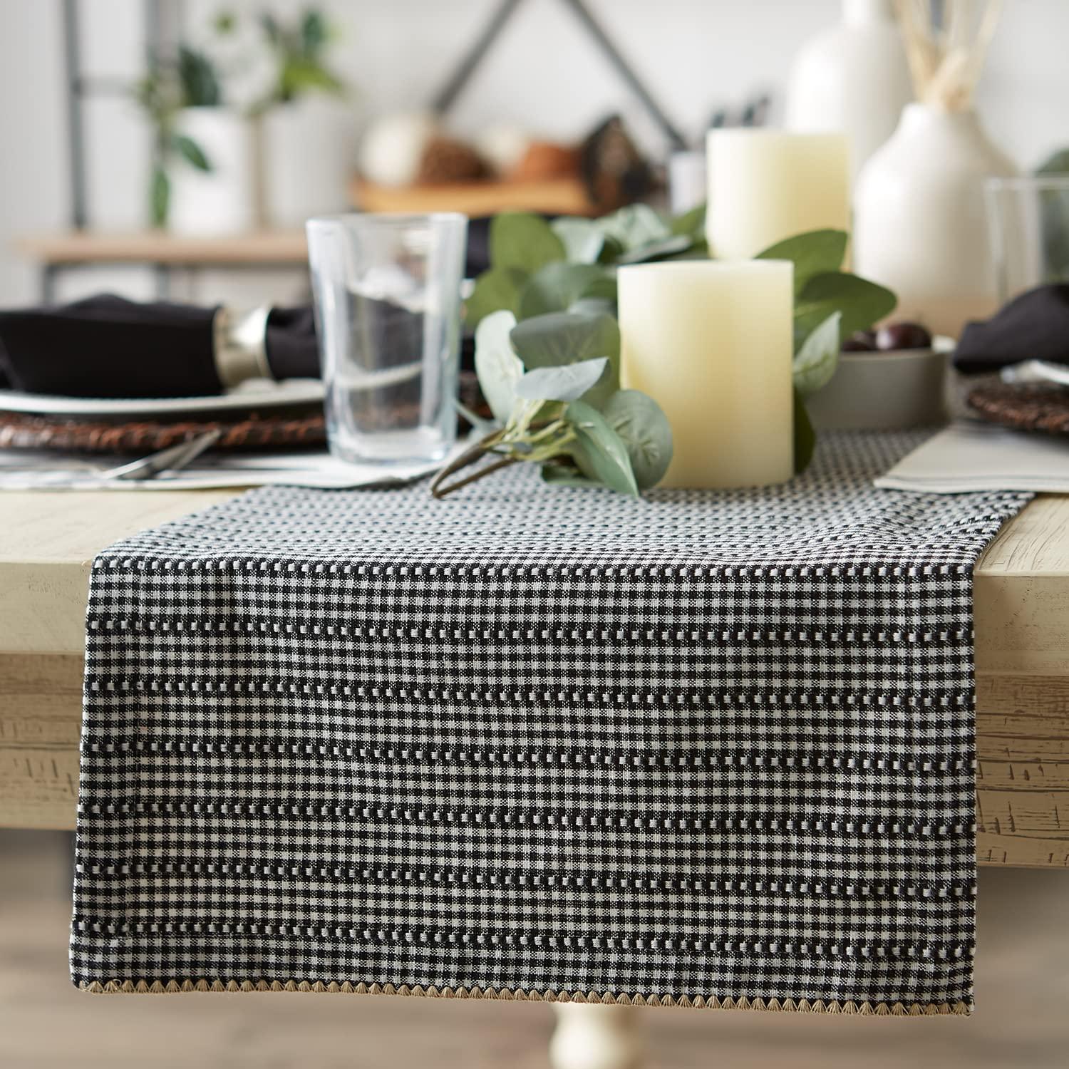 DII Black Farmhouse Gingham Table Runner