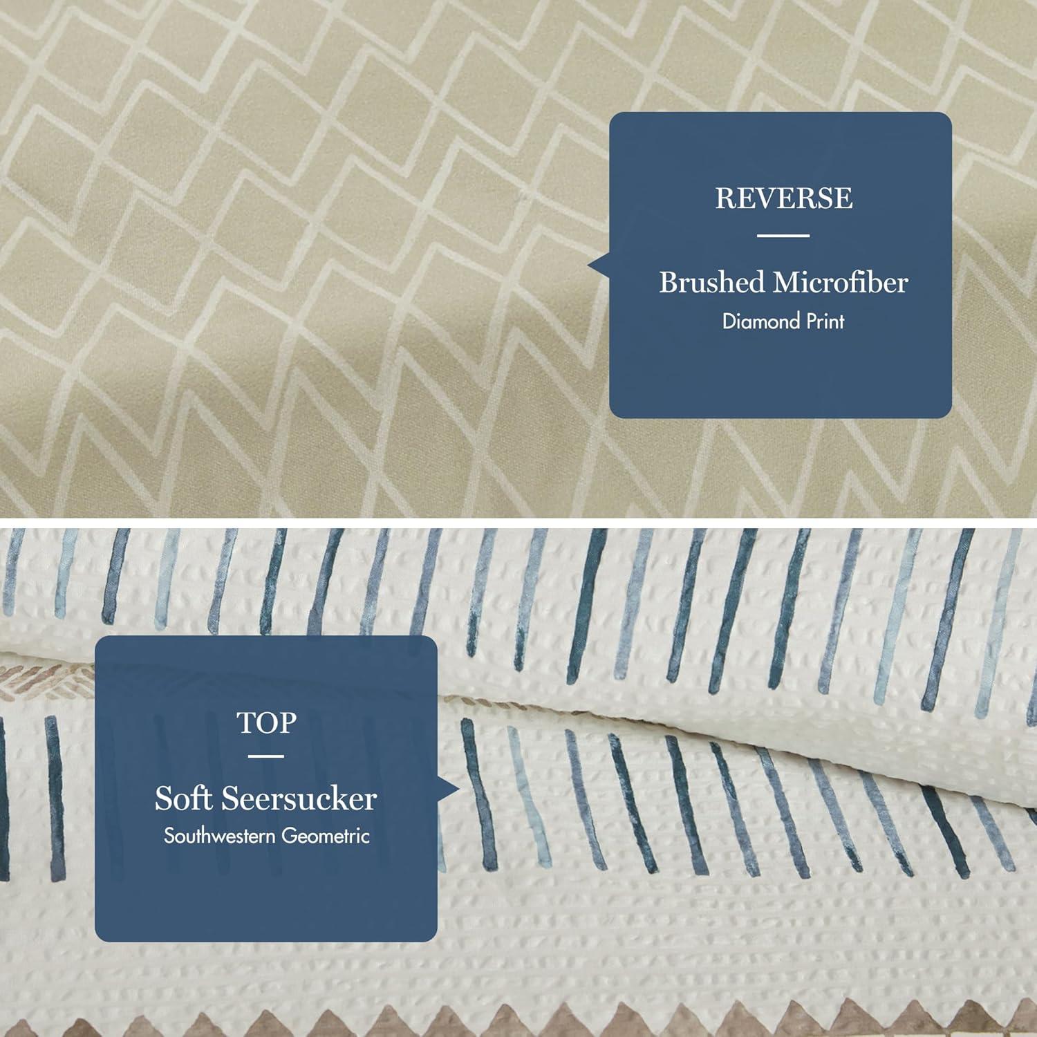 Madison Park Fraser 5 Piece Printed Seersucker Comforter Set with Throw Pillows
