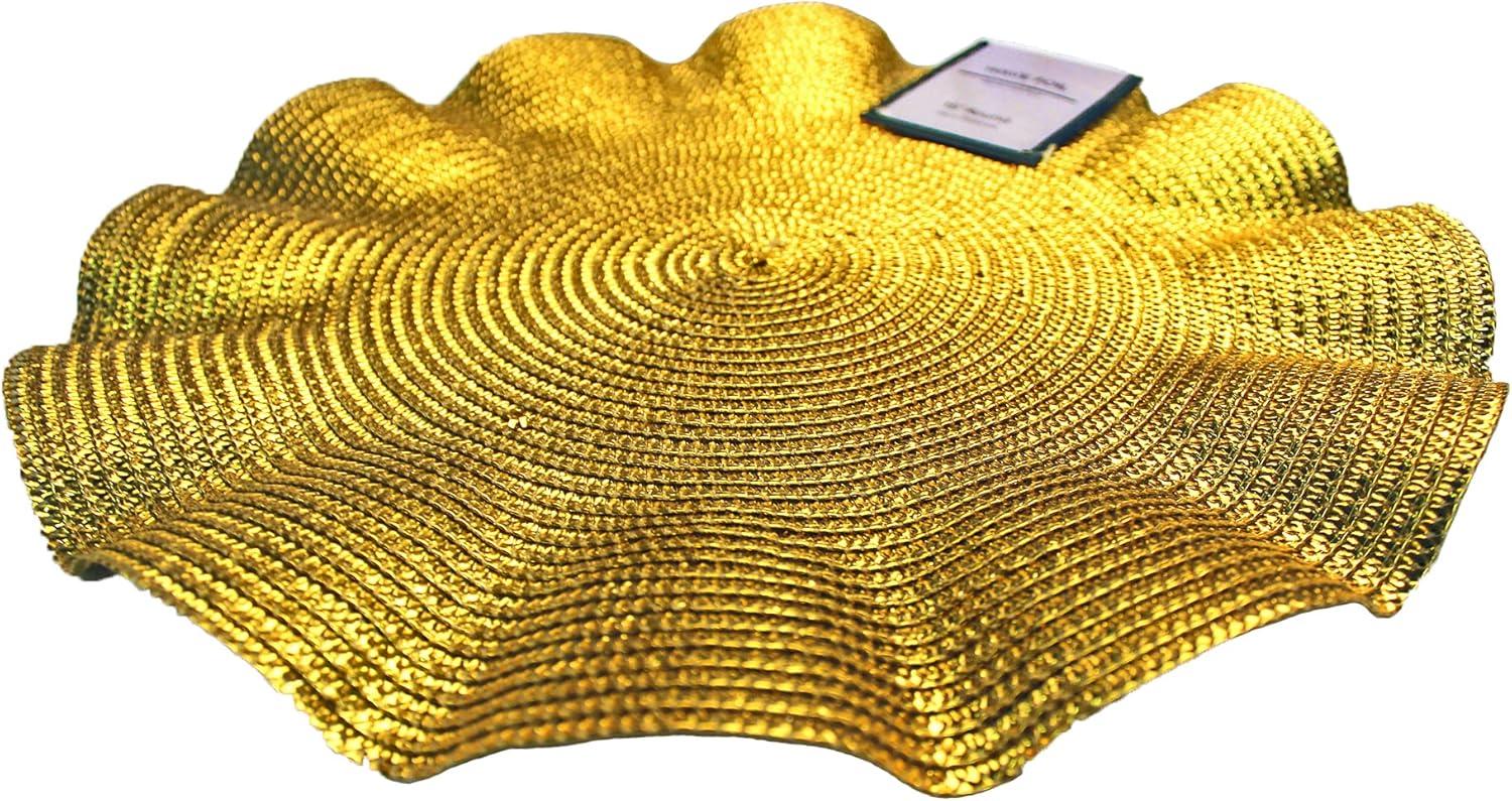 Gold Polyester Round Holiday Party Placemats Set of 12