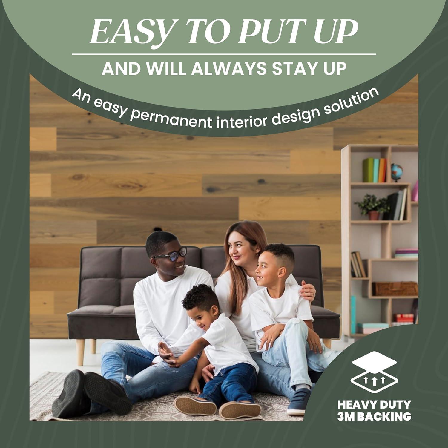 Timberchic River Reclaimed Wooden Wall planks - Simple Peel & Stick Wall Covering Application for DIY Accent Wall & Home Improvement - Modern, Premium Wall Paneling