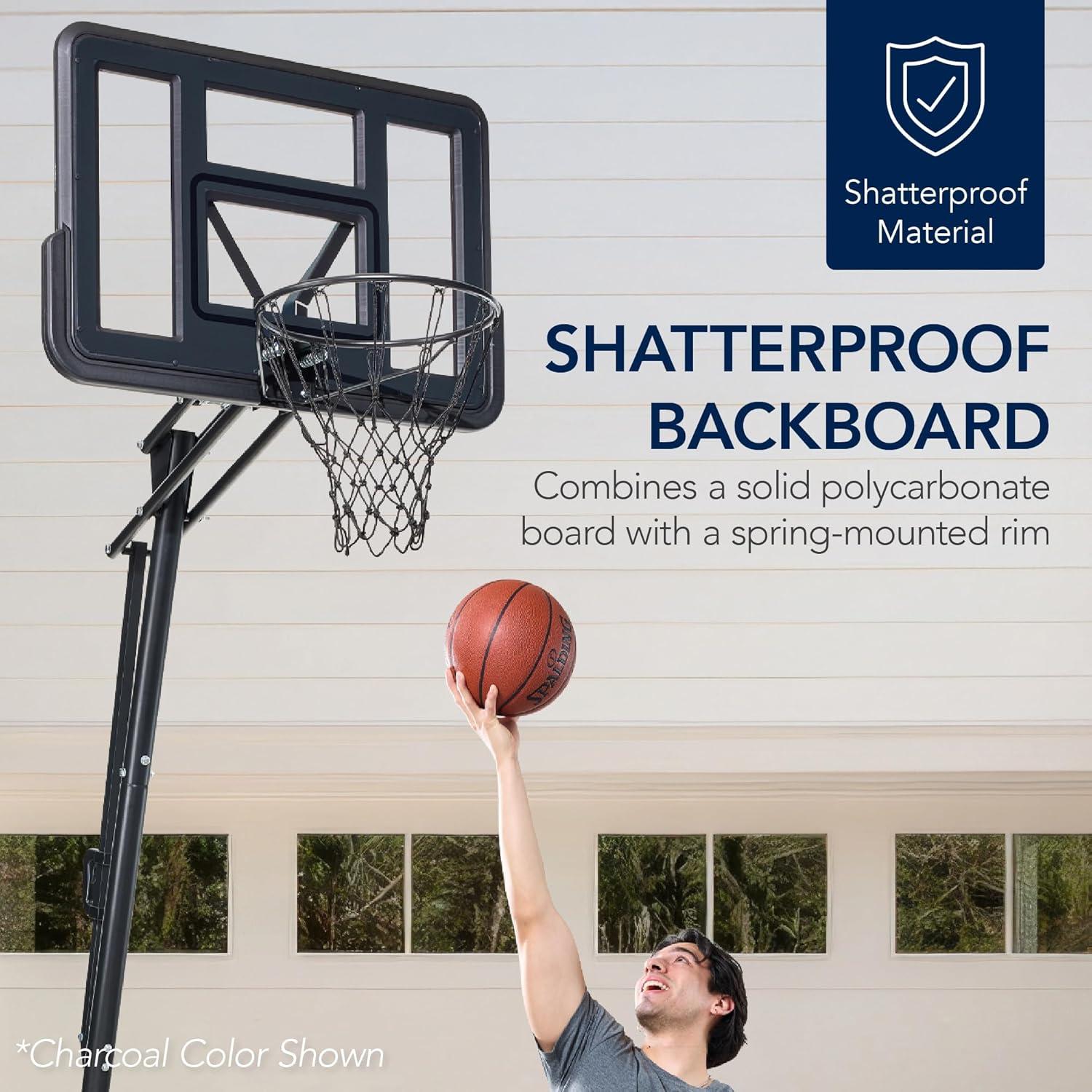 Best Choice Products Adjustable 4.4-10ft Basketball Hoop, Portable Goal w/Shatterproof Backboard, Ball Return - White