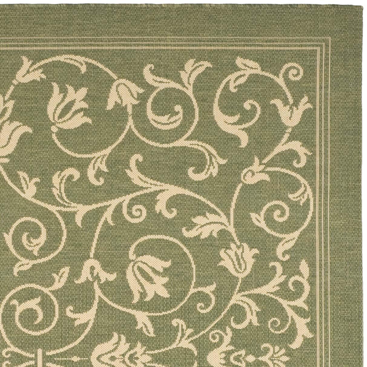 Courtyard CY2098 Power Loomed Indoor and Outdoor Accent Rug - Olive/Natural - 2'7"x5' - Safavieh