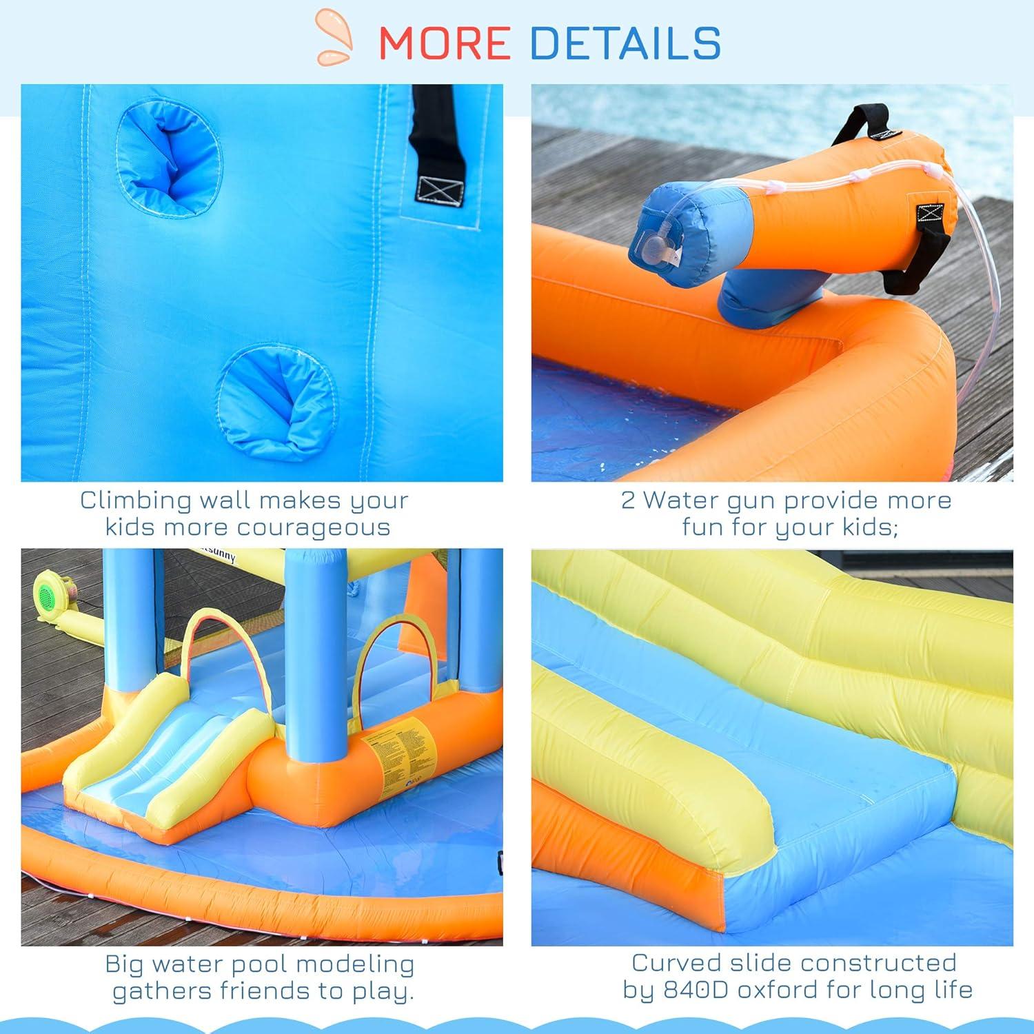 Outsunny 5-in-1 Inflatable Water Slide and Bounce House with Pool