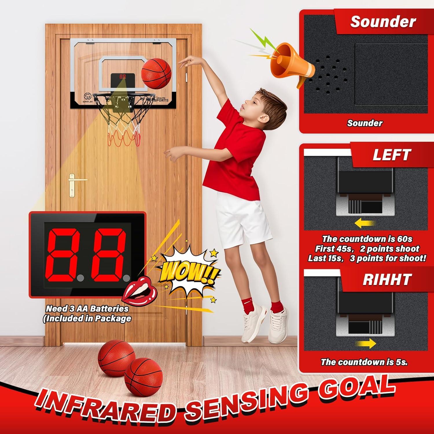 Pro Room Basketball Hoop Over The Door - Wall Mounted Basketball Hoop Set with Complete Accessories - Indoor Basketball Hoop for Kids & Adults