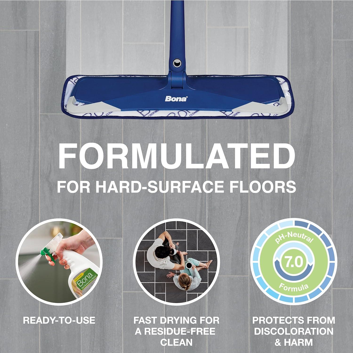 Bona Lemon Mint Cleaning Products Multi-Surface Cleaner Spray + Mop All Purpose Floor Cleaner - 32oz