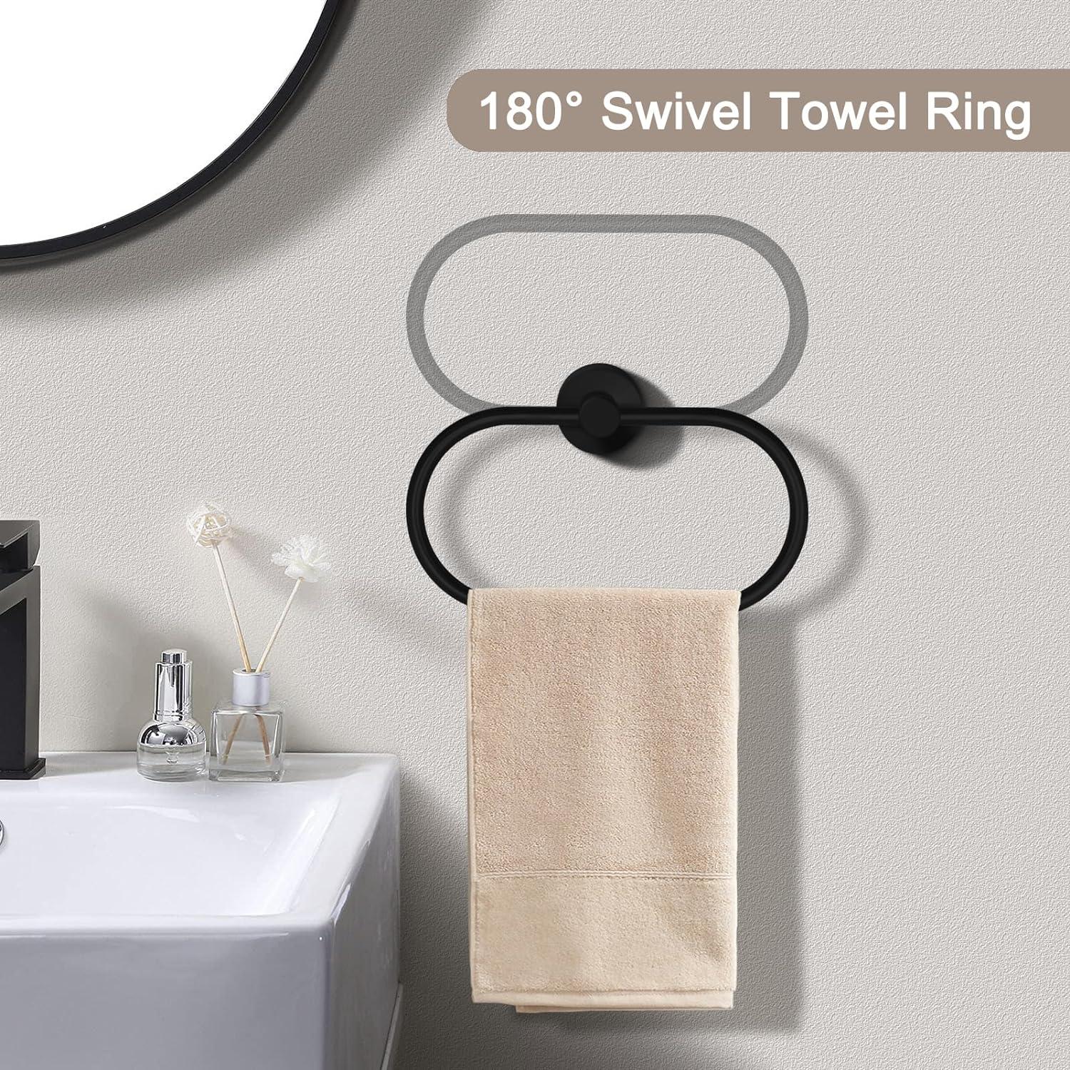 Matte Black Stainless Steel 7-Piece Bathroom Hardware Set