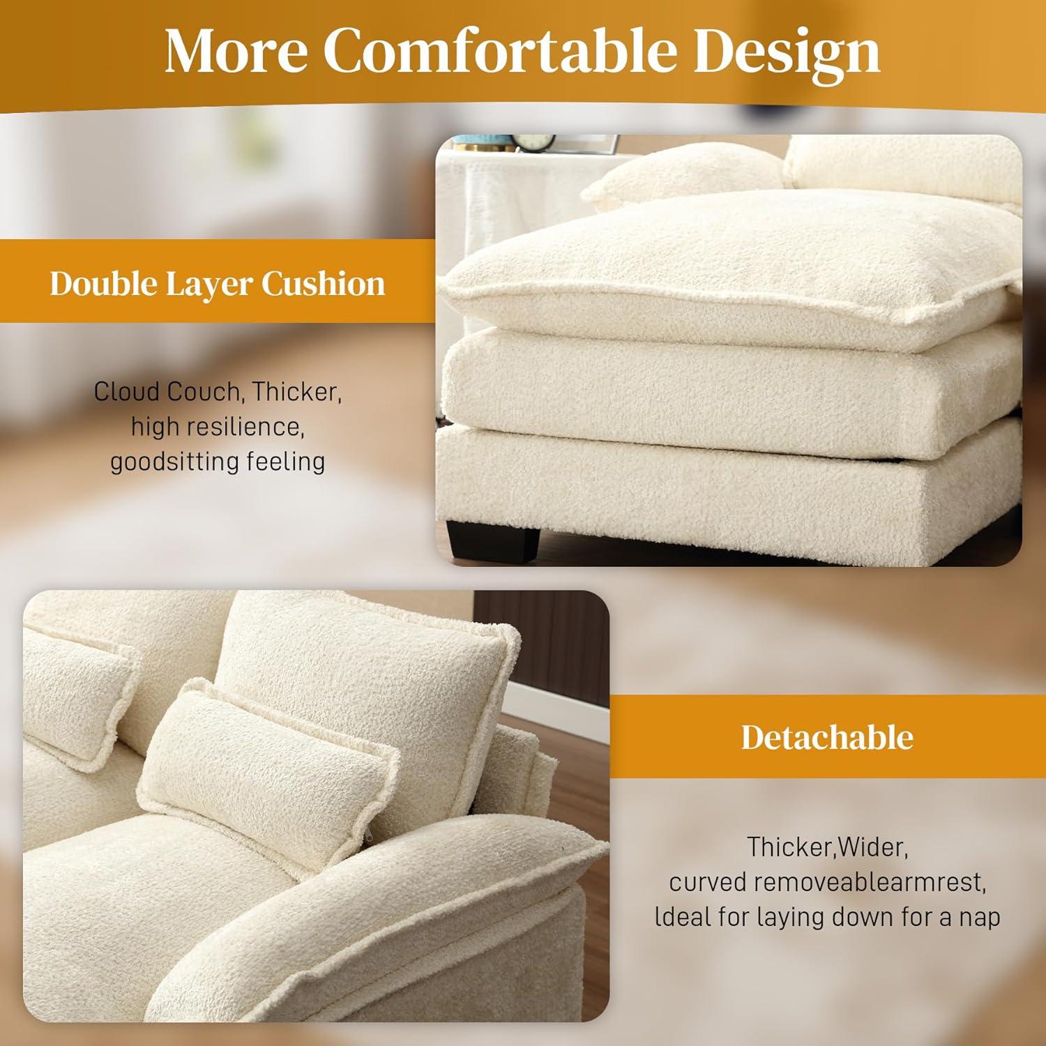 Latitude Run® Millan U Shape Sectional Sofa Cloud Couch, 110" Modern Chenille Comfy Modular Sofa