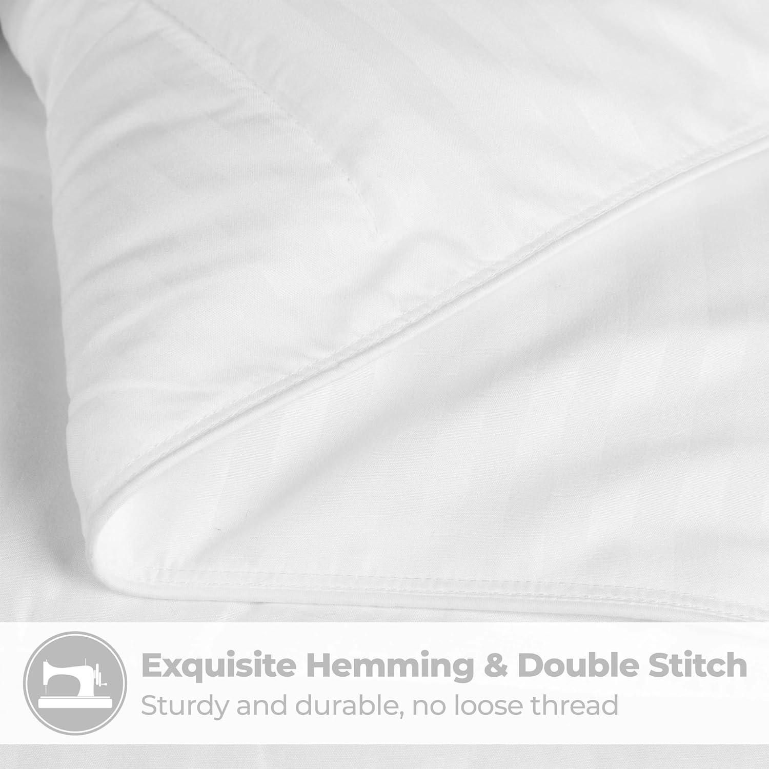 Striped Reversible Box-Quilt Brushed Microfiber Medium Weight Down Alternative Comforter