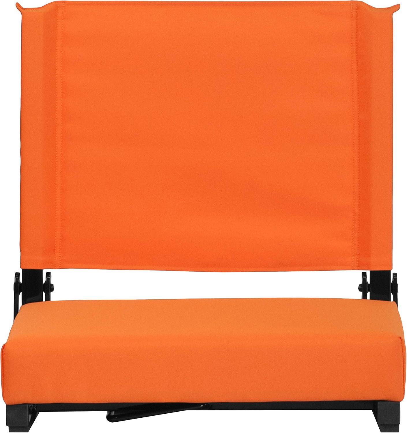 Flash Furniture Set of 2 Grandstand Comfort Seats by Flash - 500 lb. Rated Lightweight Stadium Chair with Handle & Ultra-Padded Seat, Orange