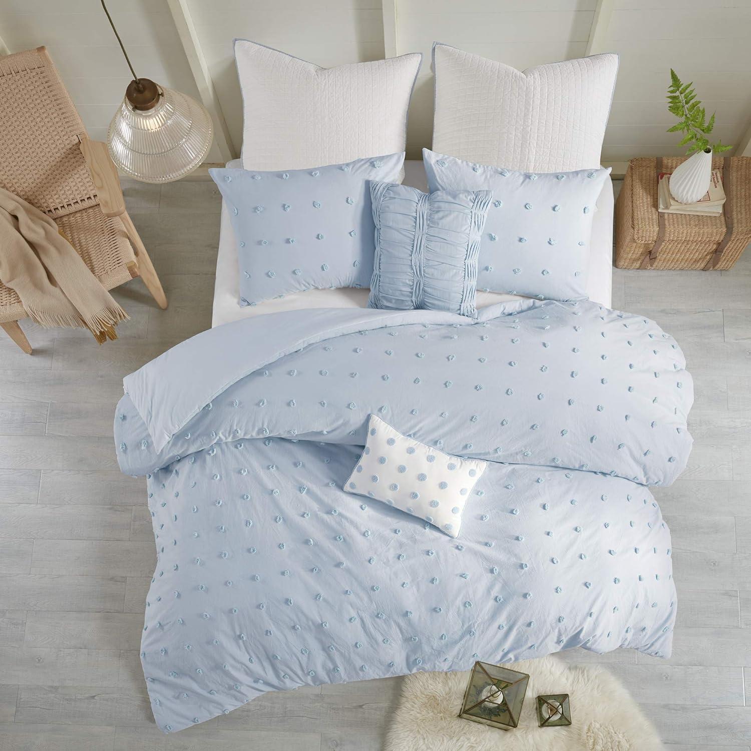 Brooklyn Blue Cotton Jacquard Full/Queen Duvet Cover Set