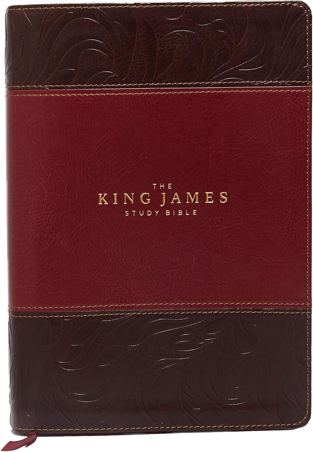 The King James Study Bible, Imitation Leather, Burgundy, Full-Color Edition - Large Print by  Thomas Nelson (Leather Bound)