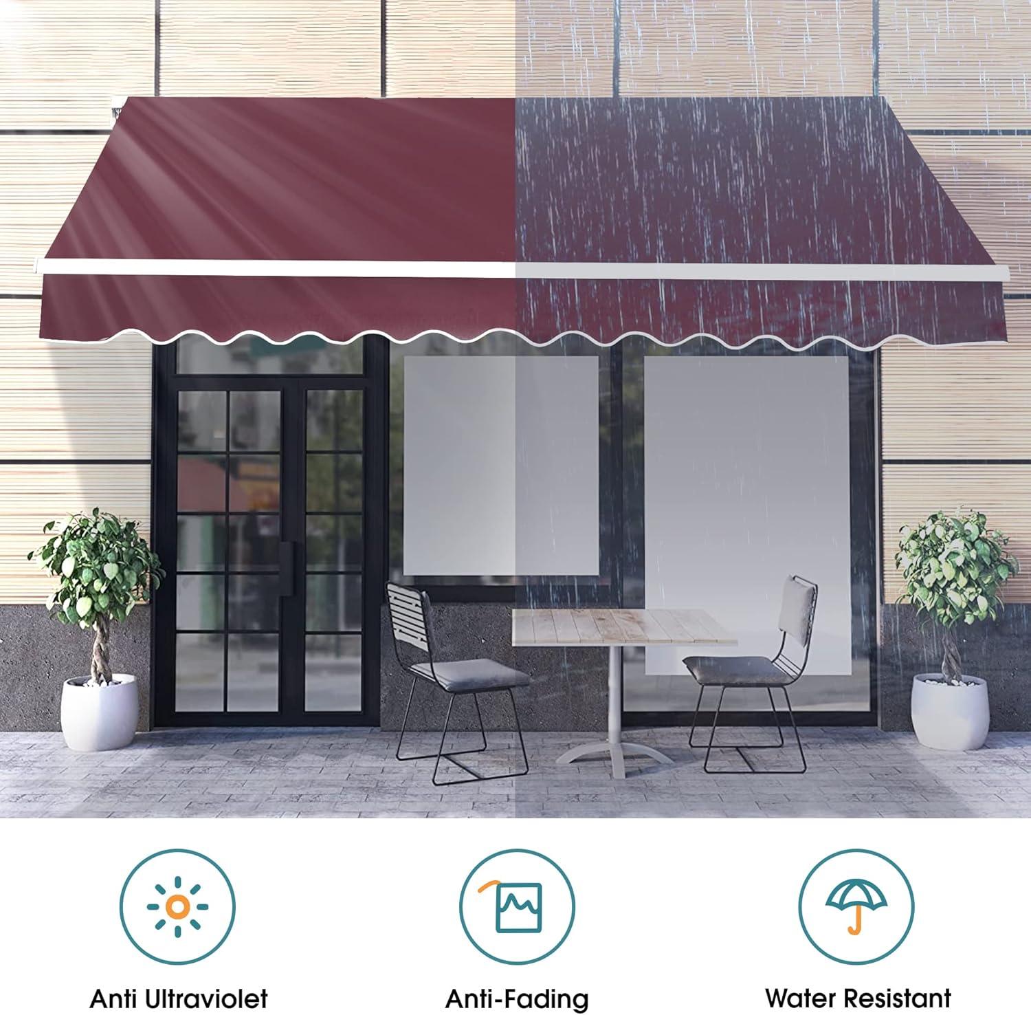 MCombo 12' x 10' Burgundy Manually Retractable Patio