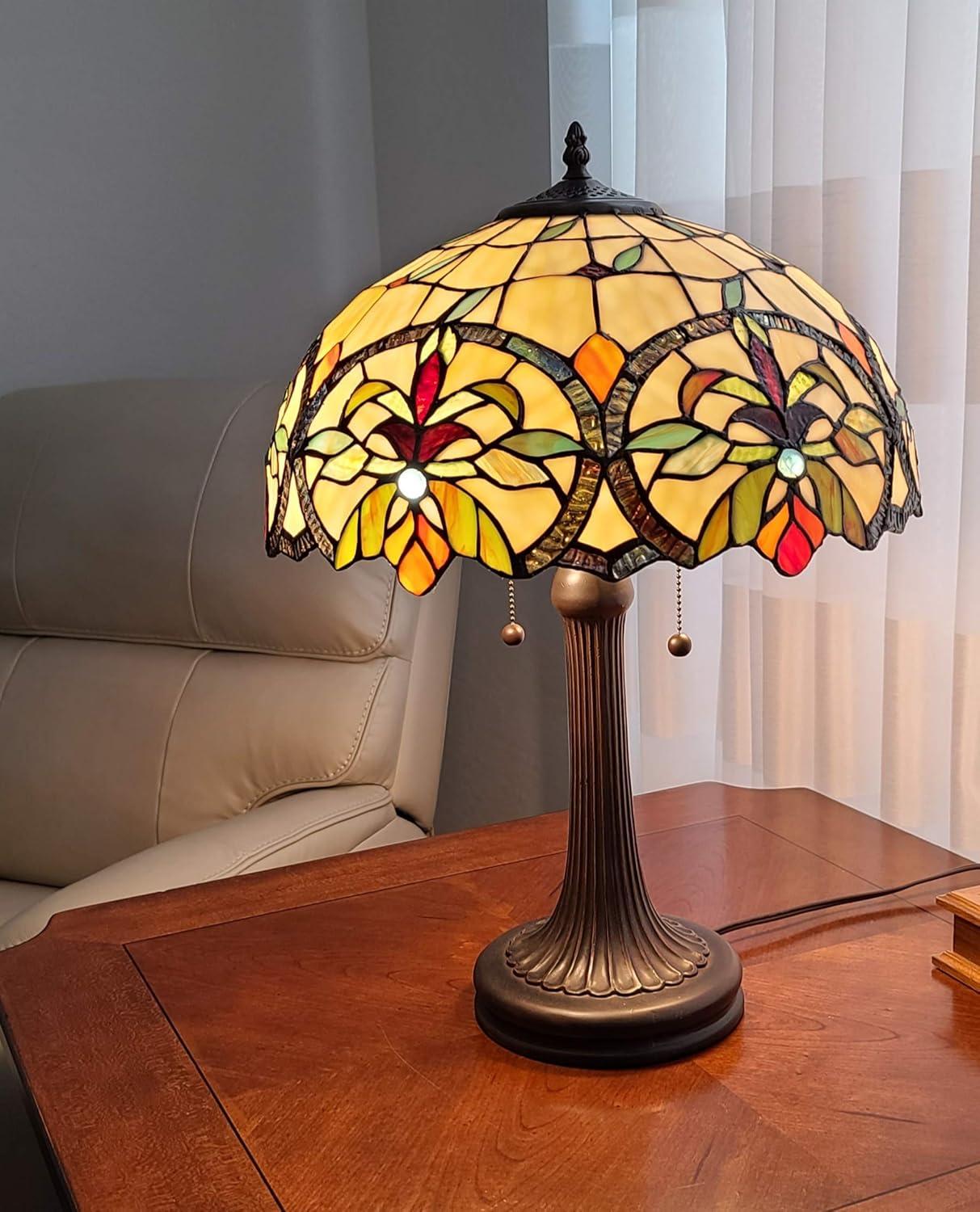 Amora Lighting  23 in. Tall Tiffany Style Table Lamp, Multi Color