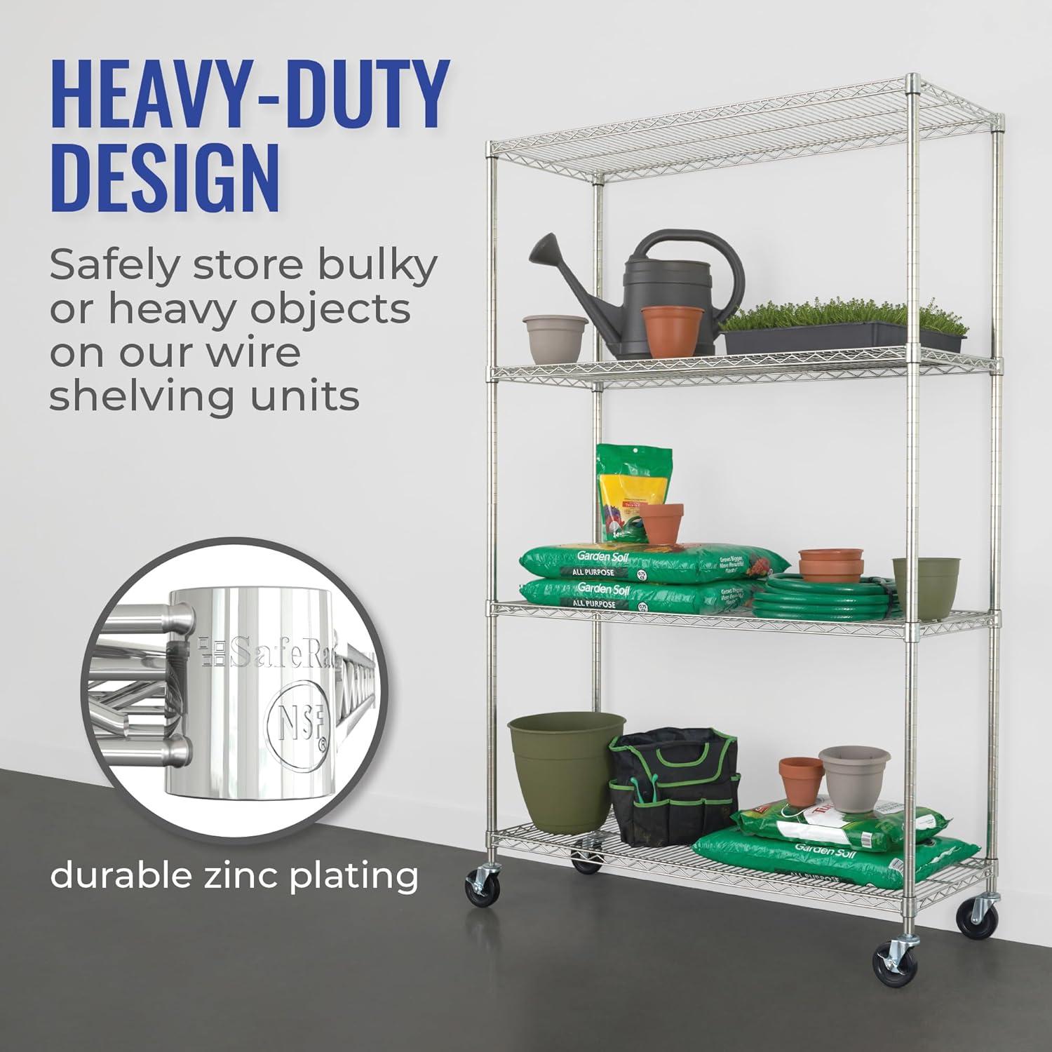 Heavy-Duty 4-Tier Adjustable Wire Shelving Unit