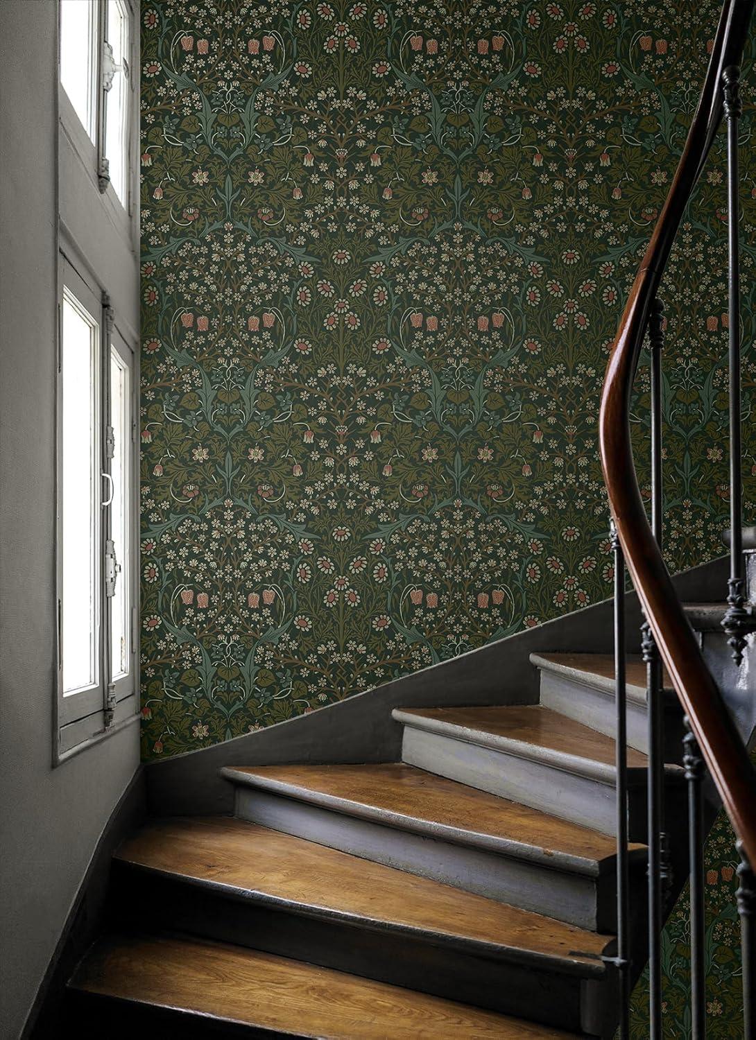 NextWall  Victorian Garden Floral Peel and Stick Wallpaper 20.9 in. W x 18 ft. L - Blacksmith & Cliffside
