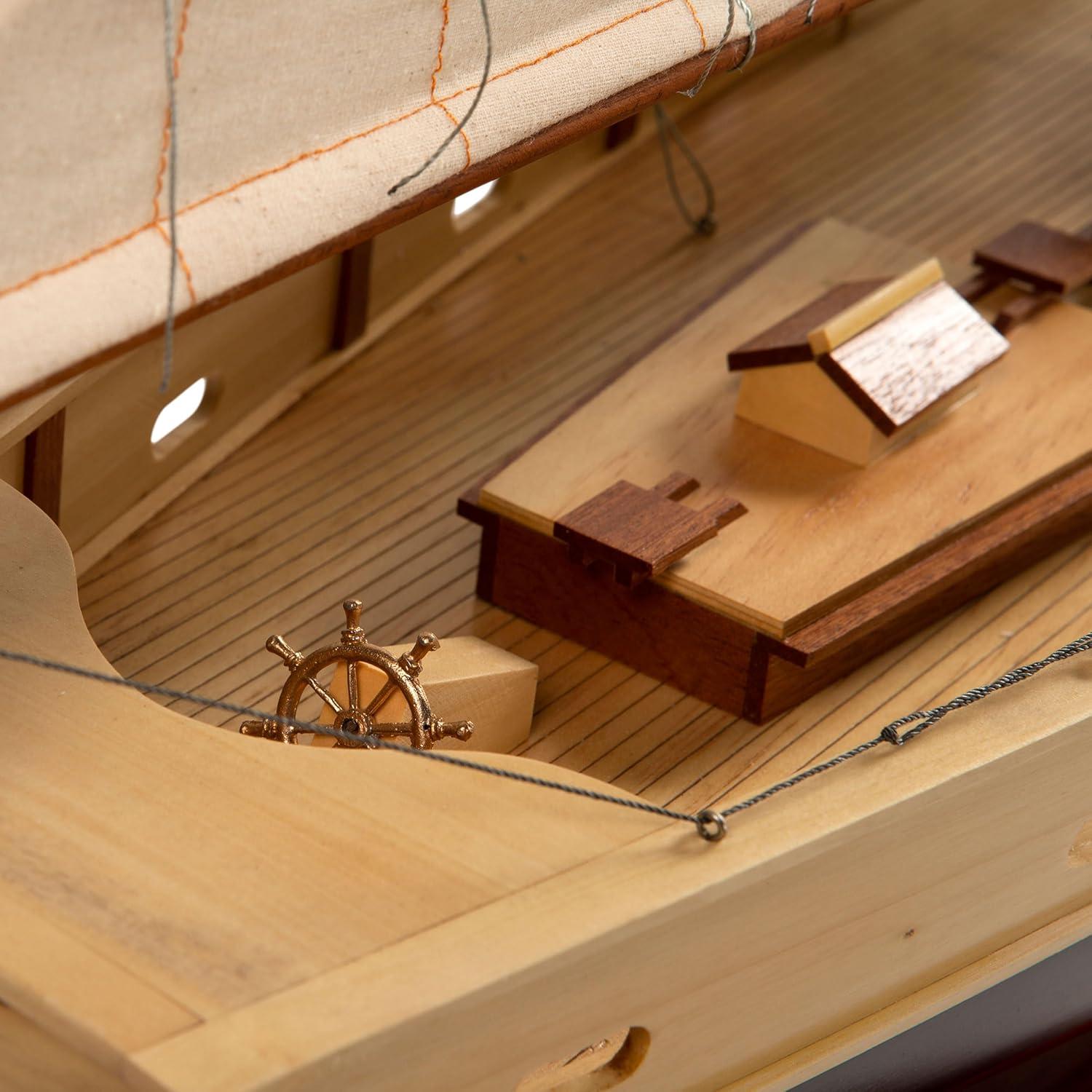 Authentic Models Model Ship - Bluenose II Painted Yacht Replica, Vintage Sailboat and Nautical Decor for Home, Bathroom or Nursery, Wooden Model Ship Antique for Adults (47 x 9 x 41 inch)